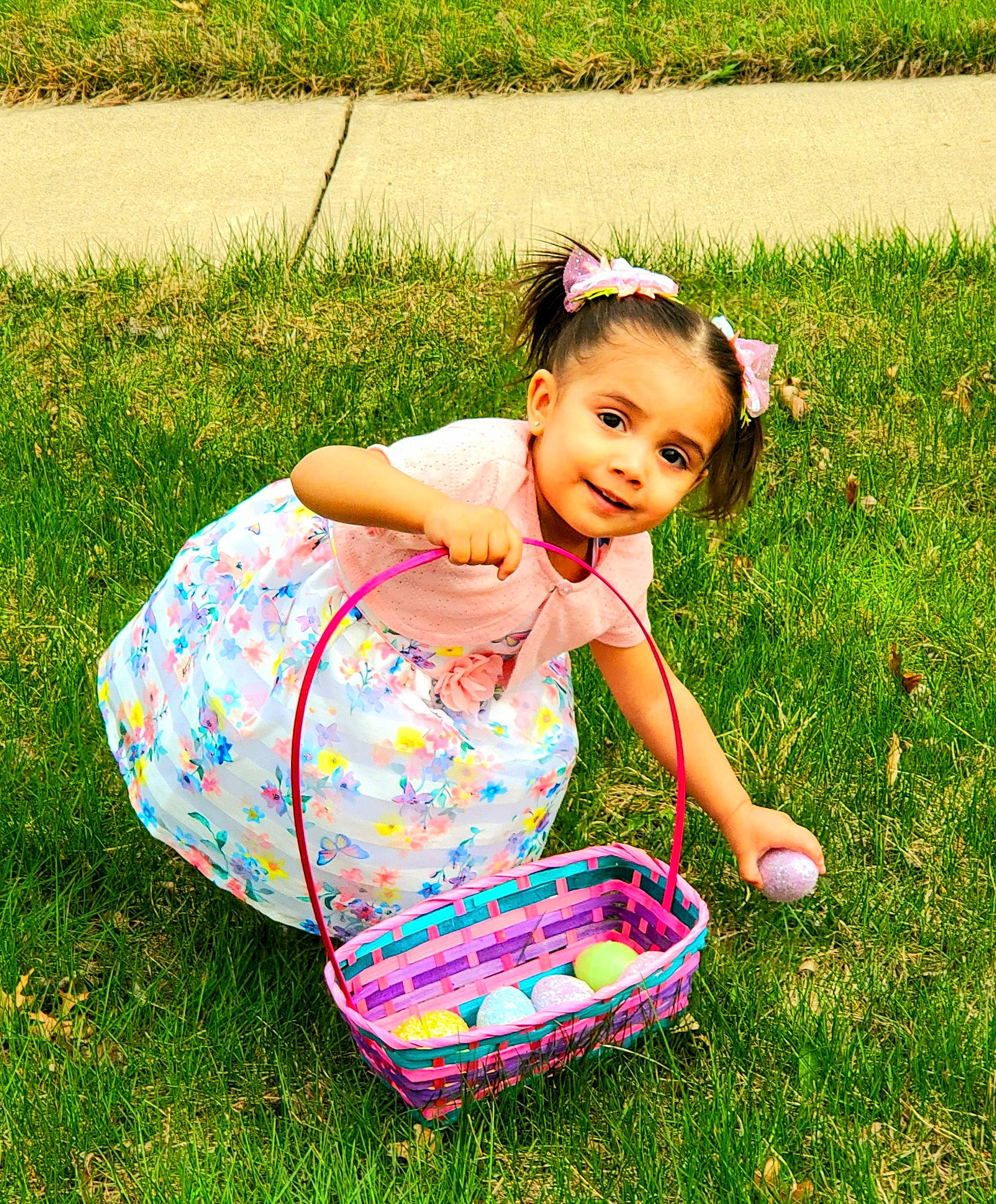 Cyara joined the competition — help win amazing prizes! baby_toddler_clothing, child, facial_expression, fun, grass, grass_family, grassland, happy, leisure, meadow, morning, pattern, people_in_nature, person, pink, plant, recreation, smile, sunlight, toddler