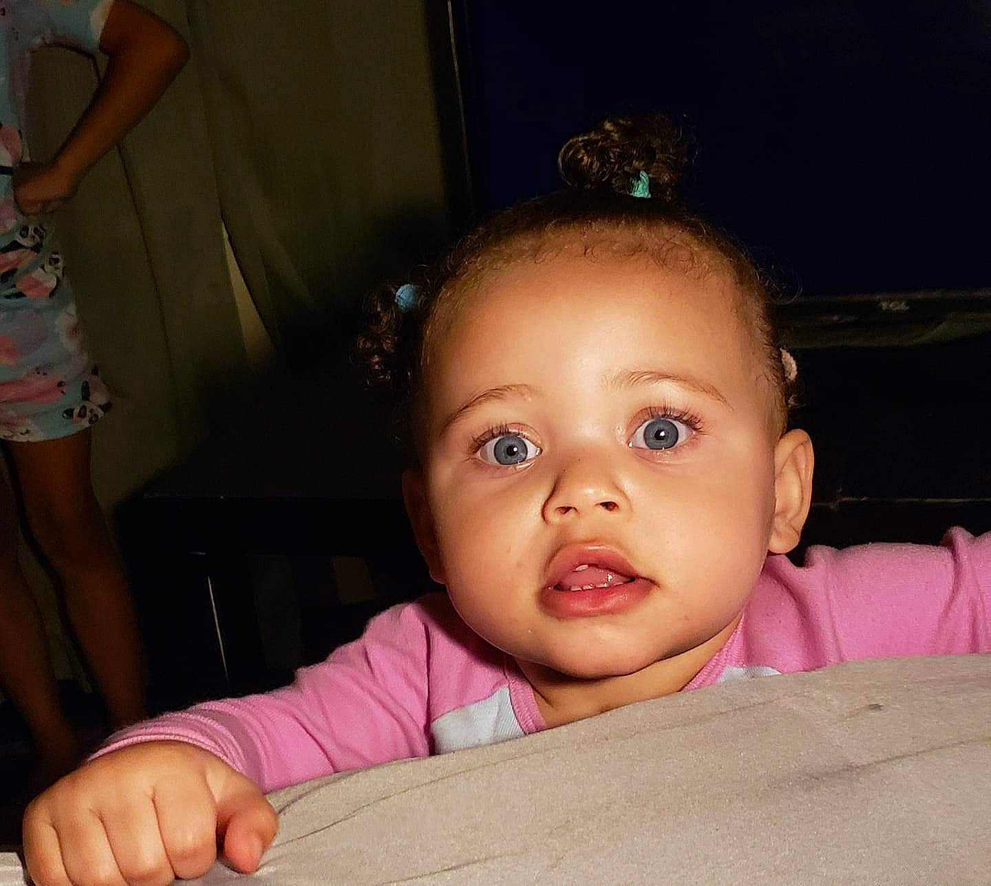 Jane is registered to the contest to win money with this photo: baby, beauty, cheek, child, chin, eye, eyebrow, face, facial_expression, forehead, hair, head, lip, mouth, nose, organ, person, pink, skin, smile