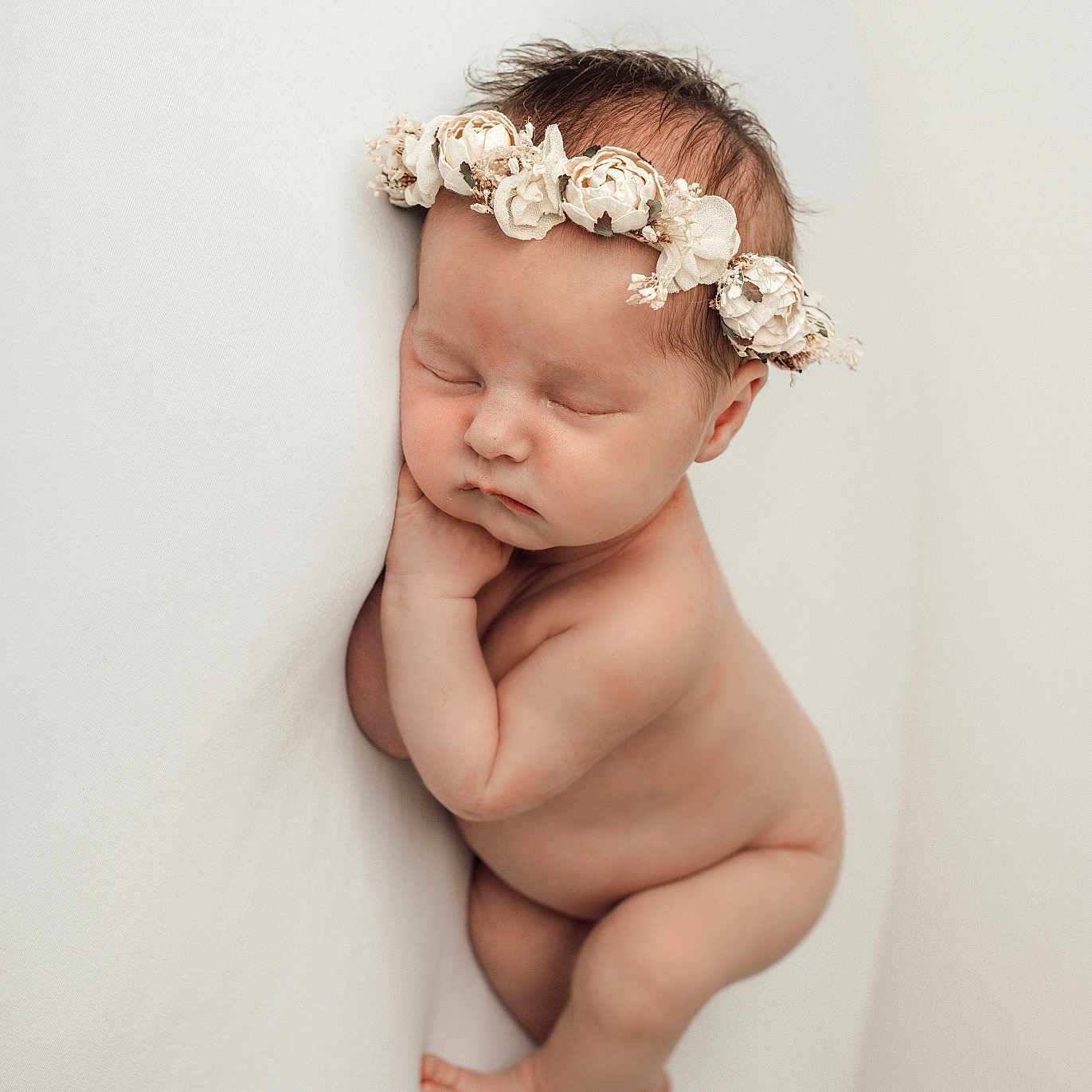 Halle joined the competition — help win amazing prizes! adorable, baby, bare_skin, child, closeup, cute, flower_crown, headwear, infant, lying_down, newborn, peace, peaceful, portrait, resting, skin, sleeping, soft_lighting, toddler, young
