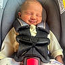 Hazel Faith joined the competition — help win amazing prizes! newborn, baby, car_seat, smiling, infant, child, seatbelt, straps, clothing, sitting, comfort, safety, cute, peaceful, indoors, portrait, baby_clothes, blanket, resting, sleepy