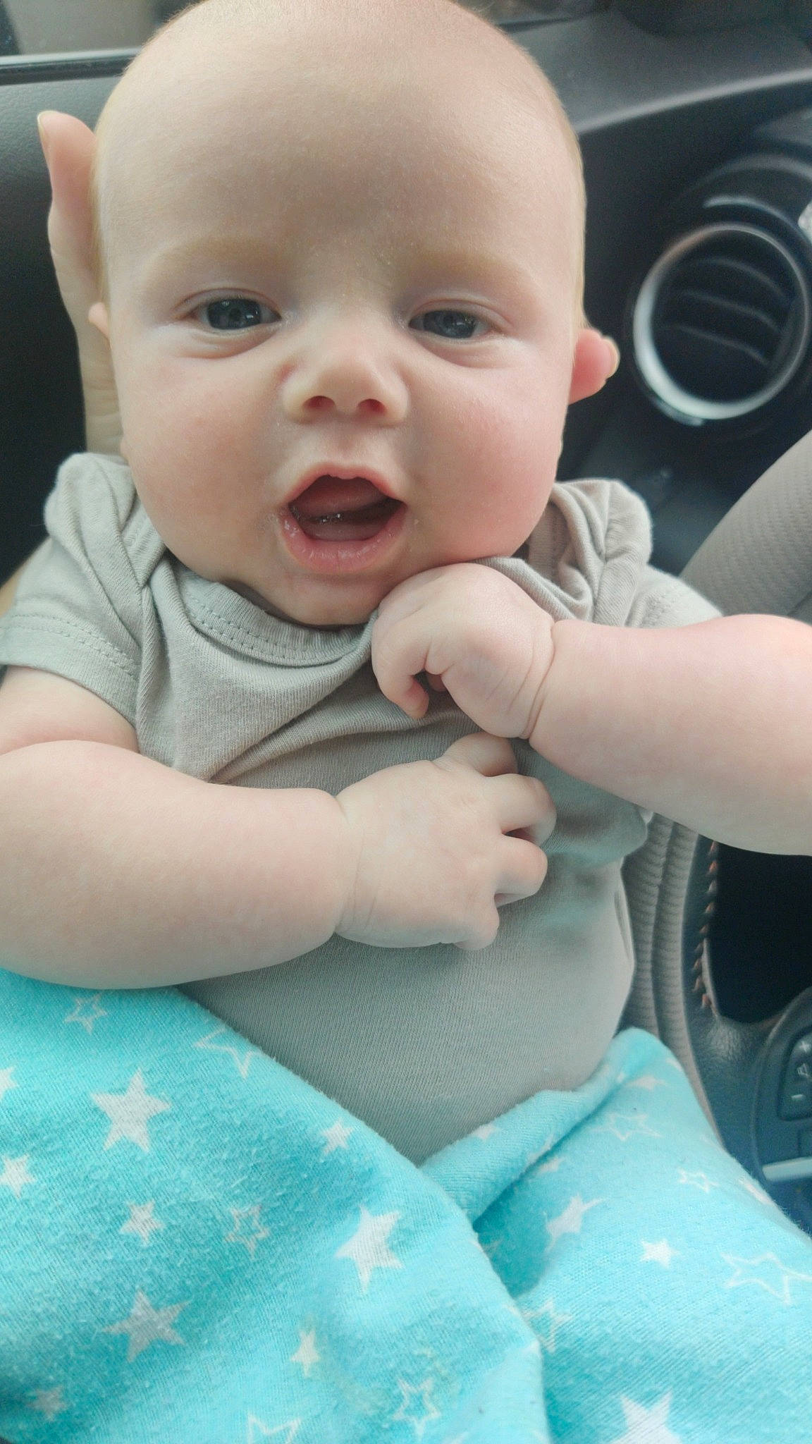 Jaxon joined the competition — help win amazing prizes! arm, baby, baby_toddler_clothing, blue, cheek, child, comfort, eye, finger, gesture, grass, happy, iris, mouth, nose, person, skin, sleeve, smile, thumb