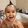 adult_hand, baby, bath, bathroom, bathtub, child, cute, foam, fun, hand, happy, nail_polish, personal_care, shampoo, skin, smile, tile_wall, toddler, water, wet_hair