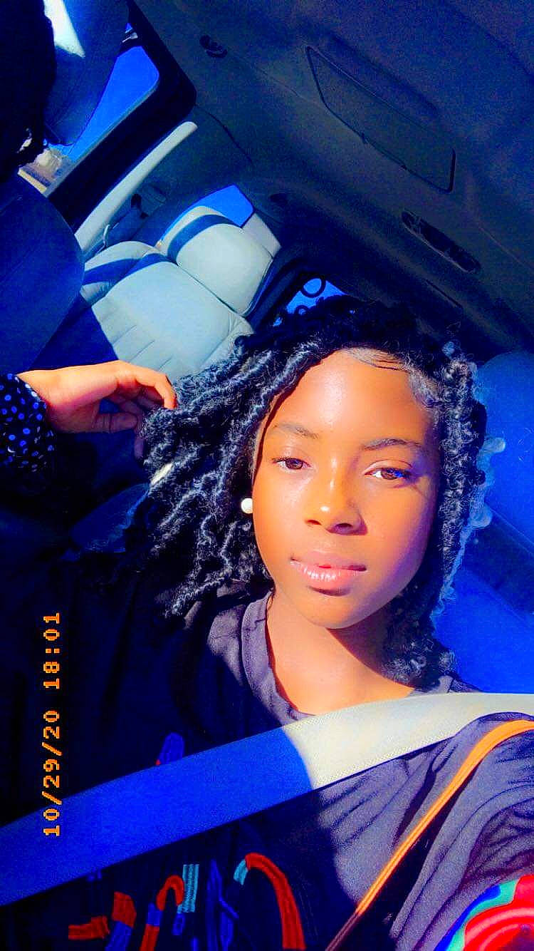 Kamiah joined the competition — help win amazing prizes! beauty, black_hair, blue, cool, electric_blue, fashion_design, forehead, hair, hairstyle, long_hair, person, smile