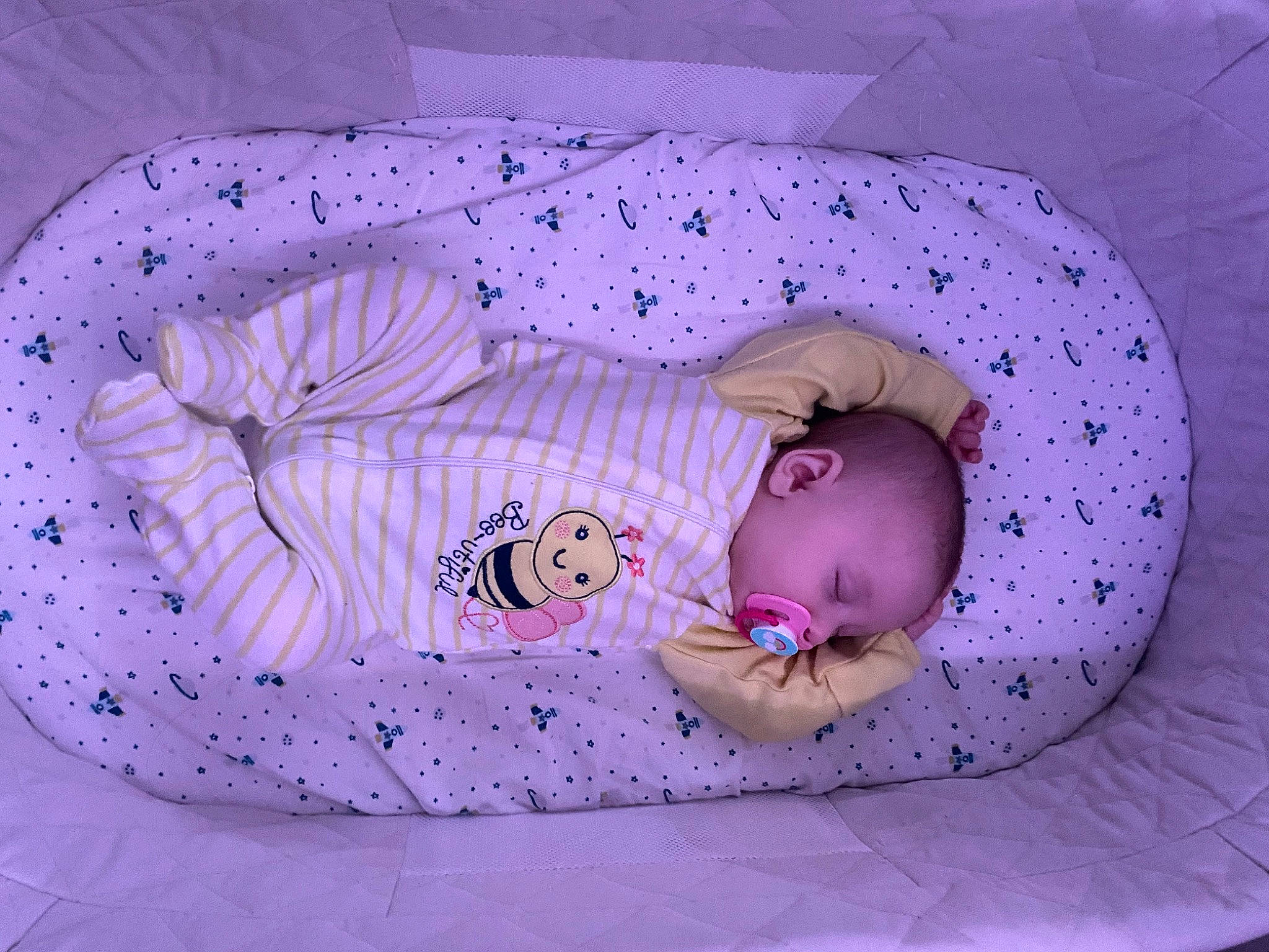 Kyra joined the competition — help win amazing prizes! baby, baby_products, baby_sleeping, baby_toddler_clothing, bed, bedding, bedtime, child, comfort, headgear, infant_bed, linens, magenta, nap, person, pink, product, purple, room, textile