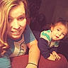Zayden joined the competition — help win amazing prizes! woman, toddler, child, smiling, indoor, couch, casual, portrait, curly_hair, sleeves, furniture, relaxed, family, home, people, person, screen_capture, social_media, photo, happy