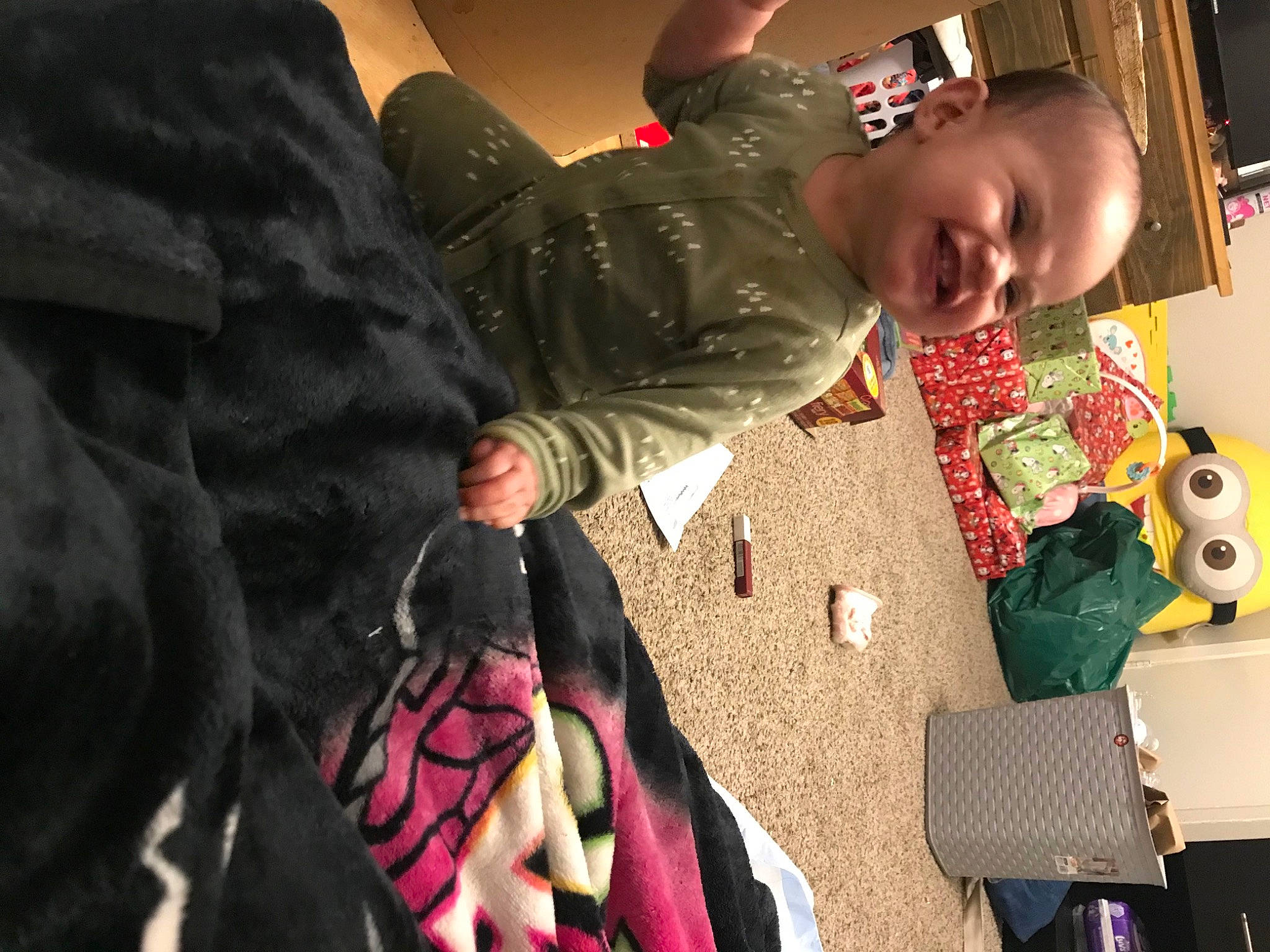 Celia is registered to the contest to win money with this photo: baby, bag, child, costume, event, eyewear, fashion_accessory, fun, fur, happy, headgear, joy, laugh, person, personal_protective_equipment, play, room, sitting, toddler, tradition