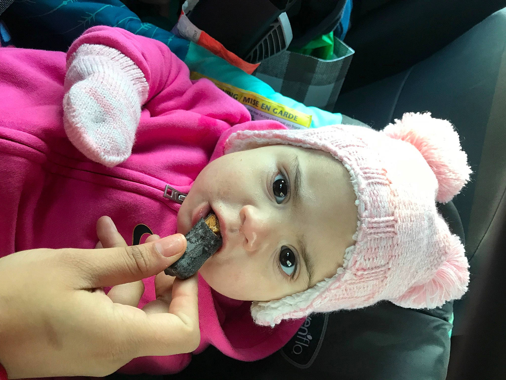 Celia joined the competition — help win amazing prizes! baby, baby_products, baby_toddler_clothing, cap, cheek, child, event, eyebrow, eyelash, fashion_accessory, fun, fur, happy, headwear, lip, magenta, mouth, nose, person, pink