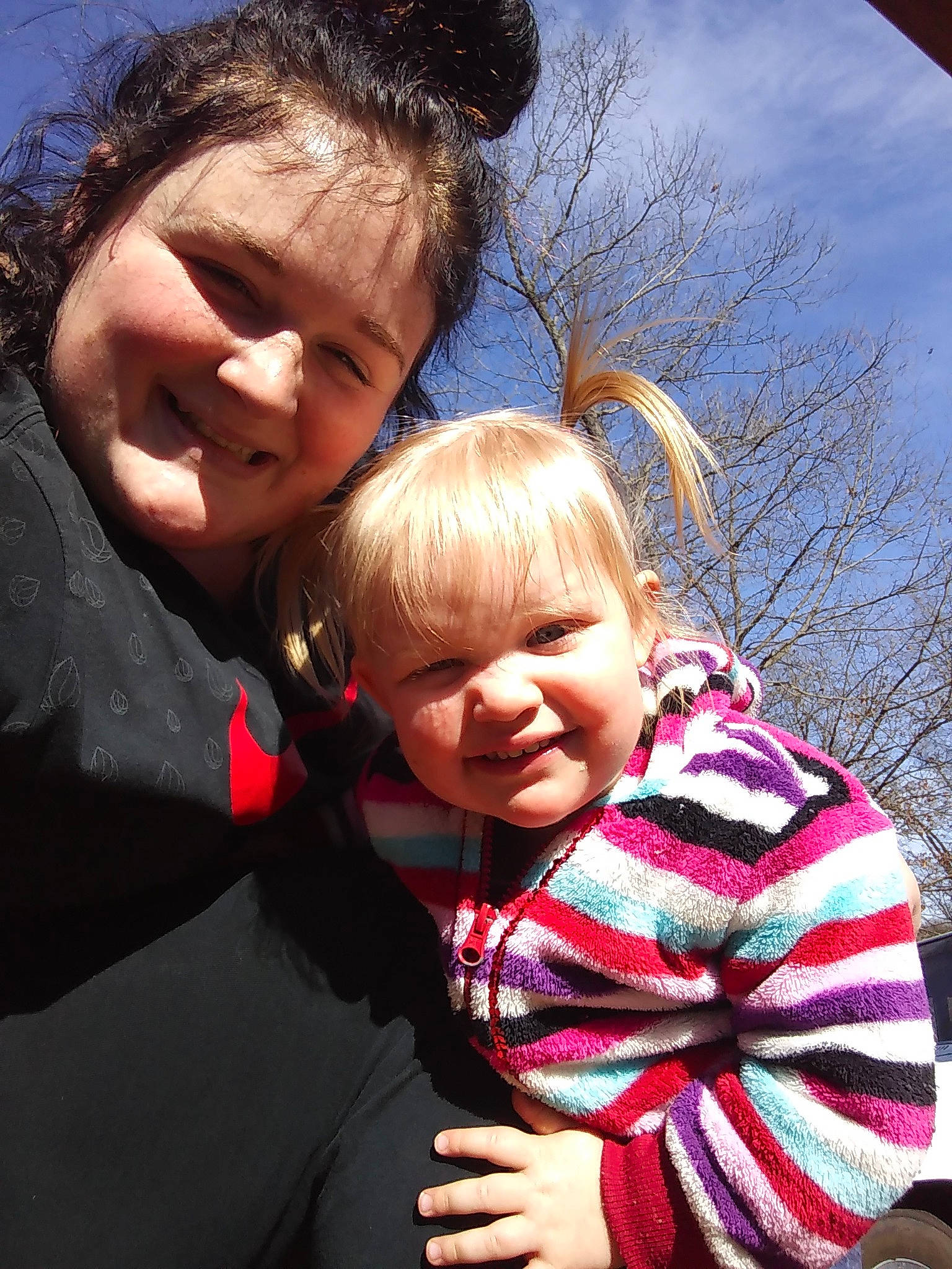 Addalynn joined the competition — help win amazing prizes! child, fun, happy, hug, interaction, joy, love, people, person, photography, smile, toddler, tree, vacation