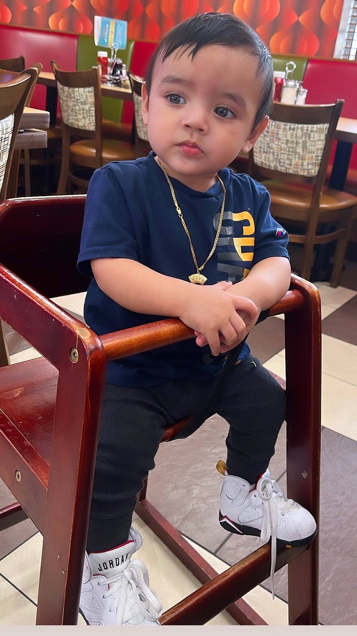 William Jr joined the competition — help win amazing prizes! baby, baby_toddler_clothing, beauty, chair, child, fun, human_leg, knee, lap, leisure, person, photograph, red, shorts, sitting, sleeve, snapshot, sneakers, t_shirt, toddler