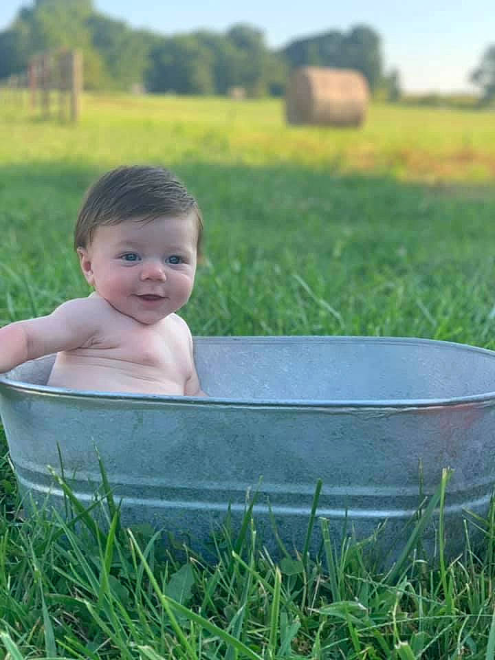 Briggs joined the competition — help win amazing prizes! baby, baby_toddler_clothing, facial_expression, fun, grass, grass_family, grassland, green, happy, joy, lawn, leisure, meadow, people_in_nature, person, plant, sitting, sky, smile, summer
