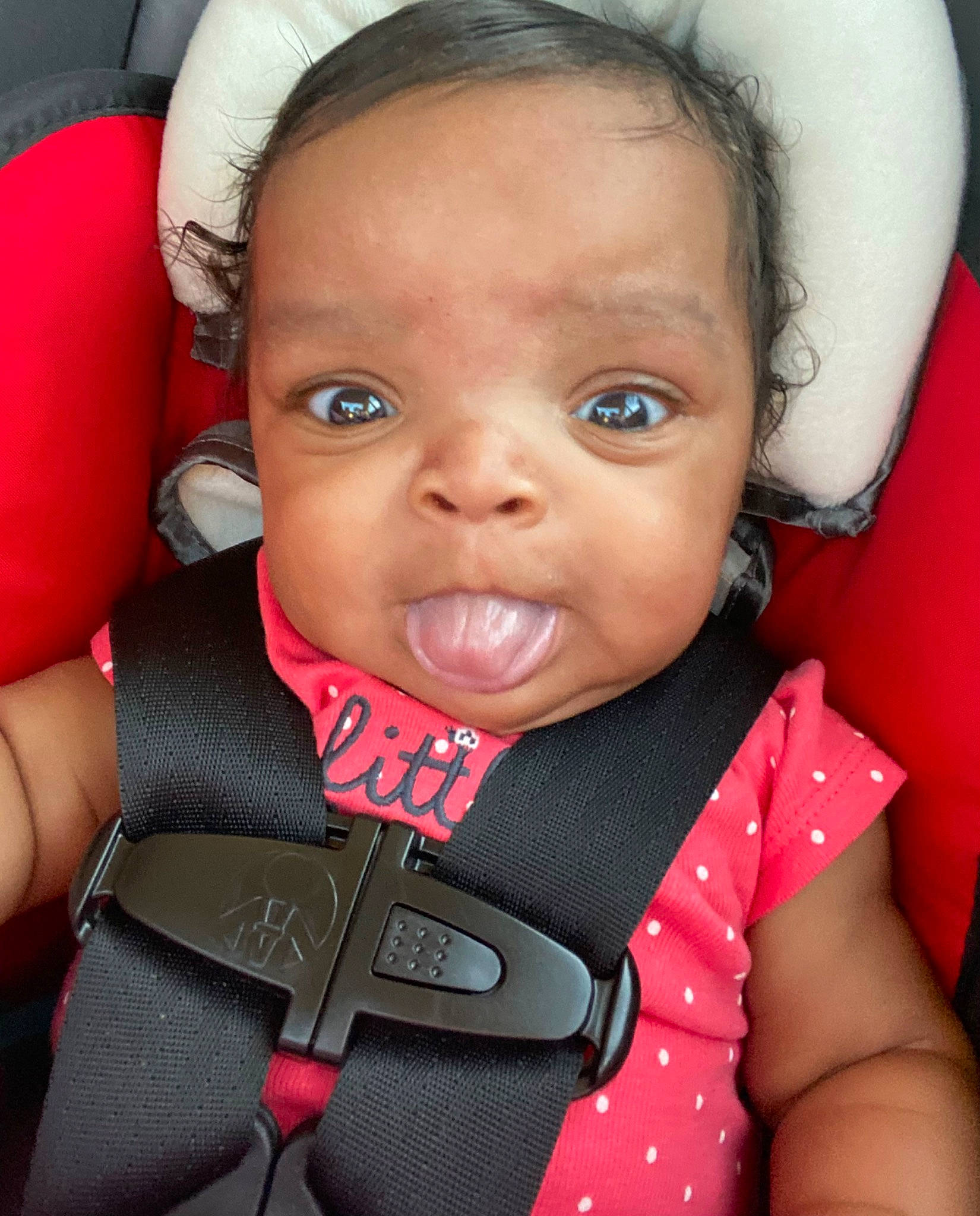 Nyomi joined the competition — help win amazing prizes! baby, baby_products, baby_toddler_clothing, cheek, child, ear, eyelash, face, facial_expression, fun, happy, iris, lip, mouth, nose, organ, person, pink, skin, sleeve