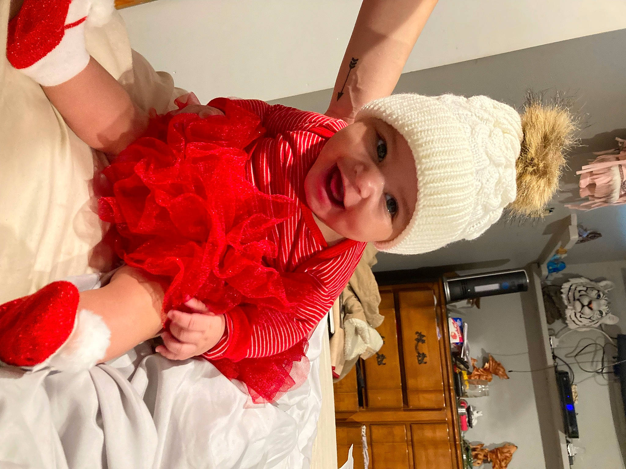 Amiyah joined the competition — help win amazing prizes! baby, baby_products, baby_toddler_clothing, child, comfort, costume, door, event, fun, happy, hat, headwear, magenta, pattern, person, room, sleeve, smile, textile, toddler
