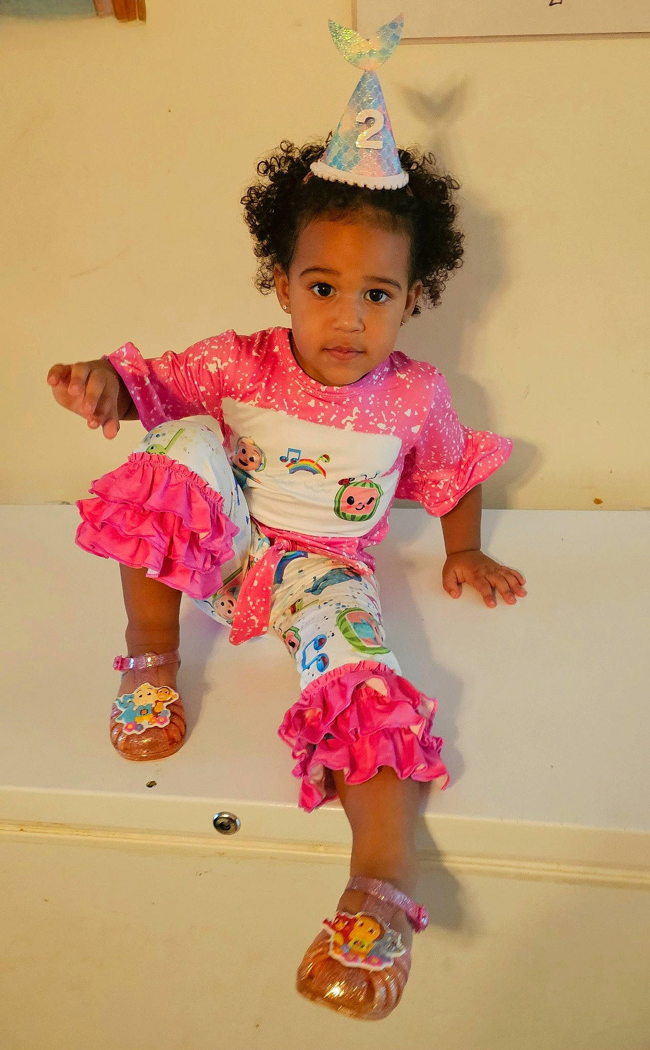 Eriel joined the competition — help win amazing prizes! baby_toddler_clothing, child, costume, day_dress, embellishment, entertainment, event, fashion_design, fun, happy, magenta, party_supply, pattern, performing_arts, person, pink, play, room, sleeve, toddler