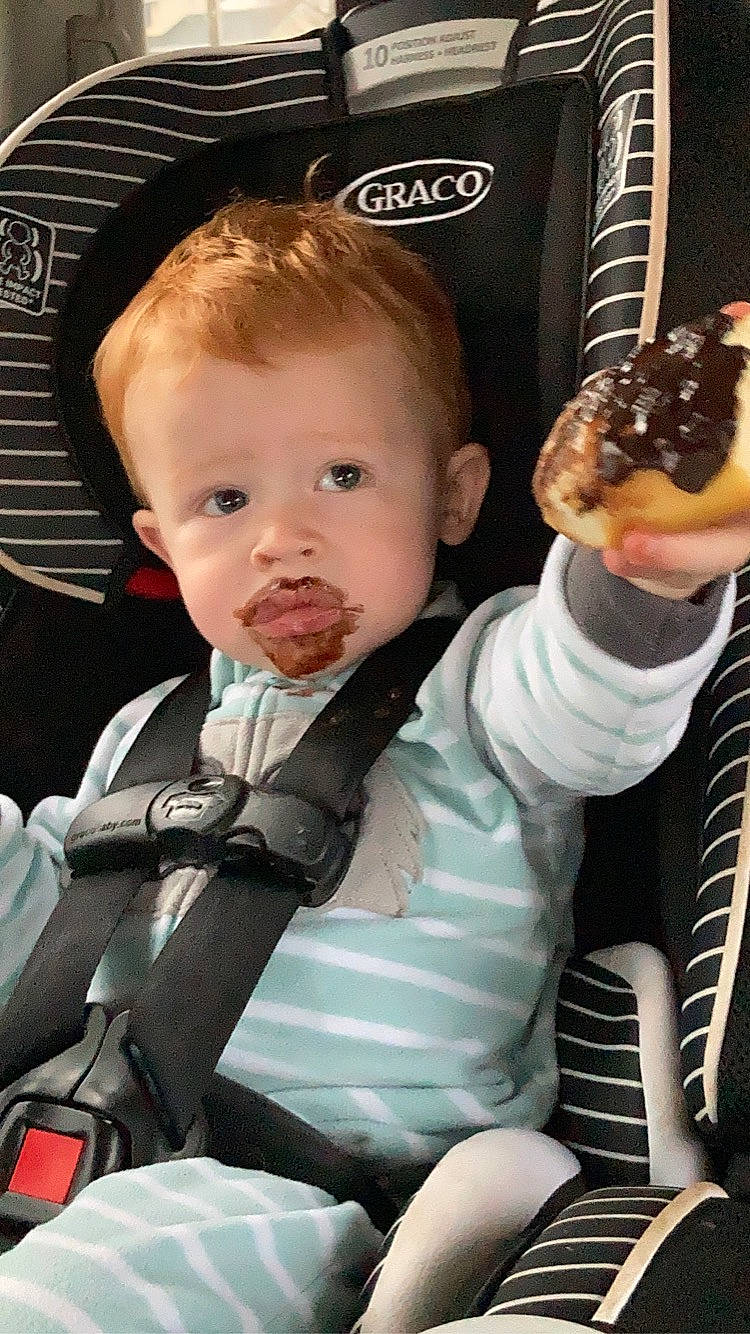 Ryker joined the competition — help win amazing prizes! auto_part, baby, baby_carriage, baby_in_car_seat, baby_products, baby_toddler_clothing, blond, car_seat, chair, child, comfort, fashion_accessory, food, gesture, hat, ice_cream, lap, person, seat_belt, sitting