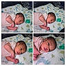 baby, baby_boy, blanket, calm, close_up, collage, curious, cute, face, hand, indoors, infant, lying_down, newborn, pacifier, patterned_blanket, portrait, sleepwear, soft_texture, striped_clothing
