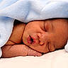 baby, bed, blanket, blue, child, closeup, comfort, cute, face, infant, newborn, peaceful, portrait, resting, serene, skin, sleeping, soft, toddler, wrapped