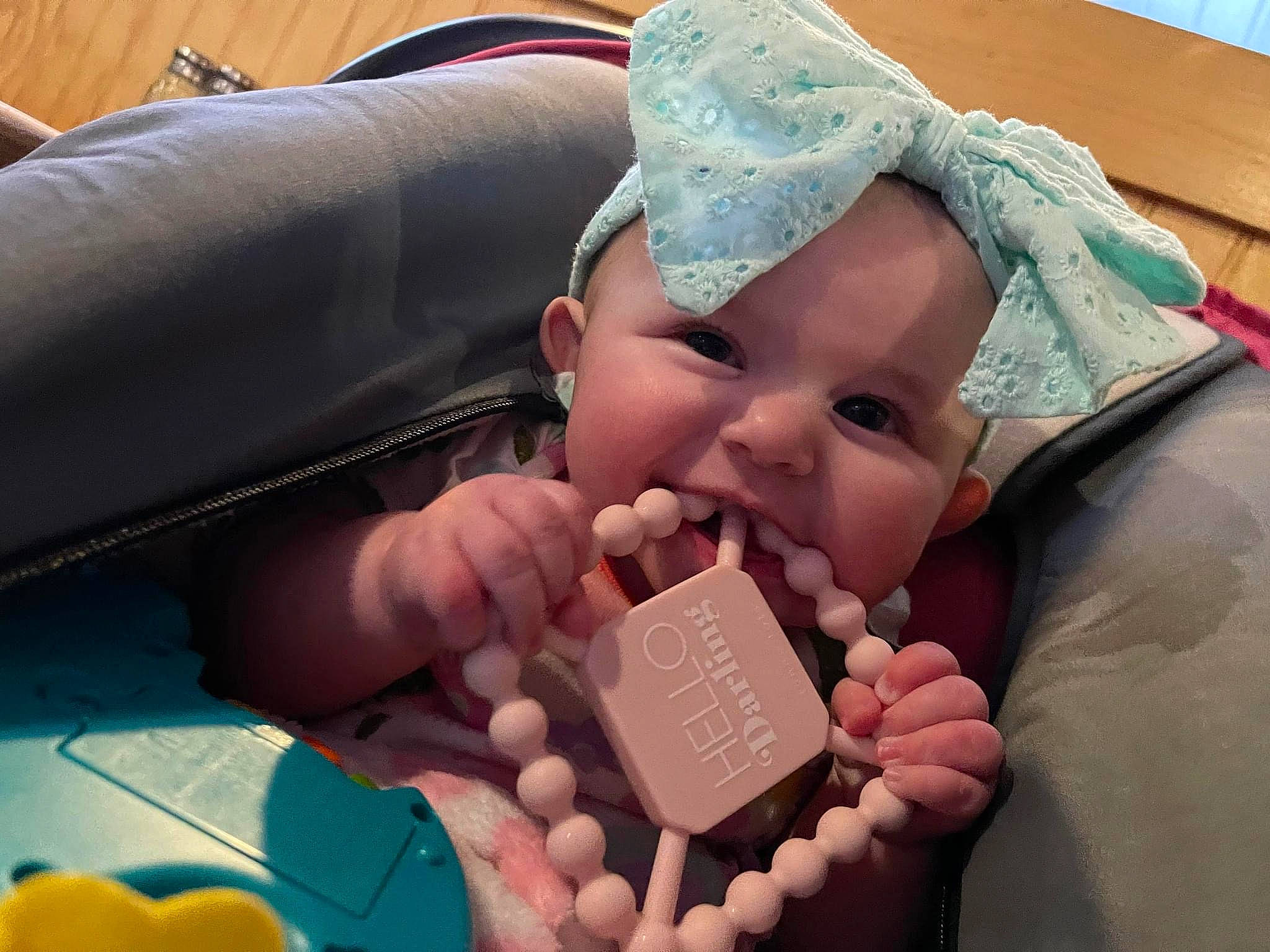 Avaleigh joined the competition — help win amazing prizes! baby, child, facial_expression, fashion_accessory, finger, fun, gesture, happy, headwear, human, icing, jewellery, mouth, nail, person, pink, play, product, sweetness, thumb