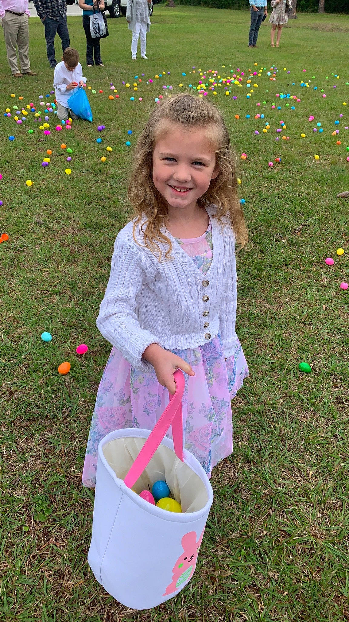 Tegan joined the competition — help win amazing prizes! bucket, child, easter, fun, grass, green, happy, joy, leisure, pattern, people, people_in_nature, person, photograph, plant, play, recreation, smile, soil, spring