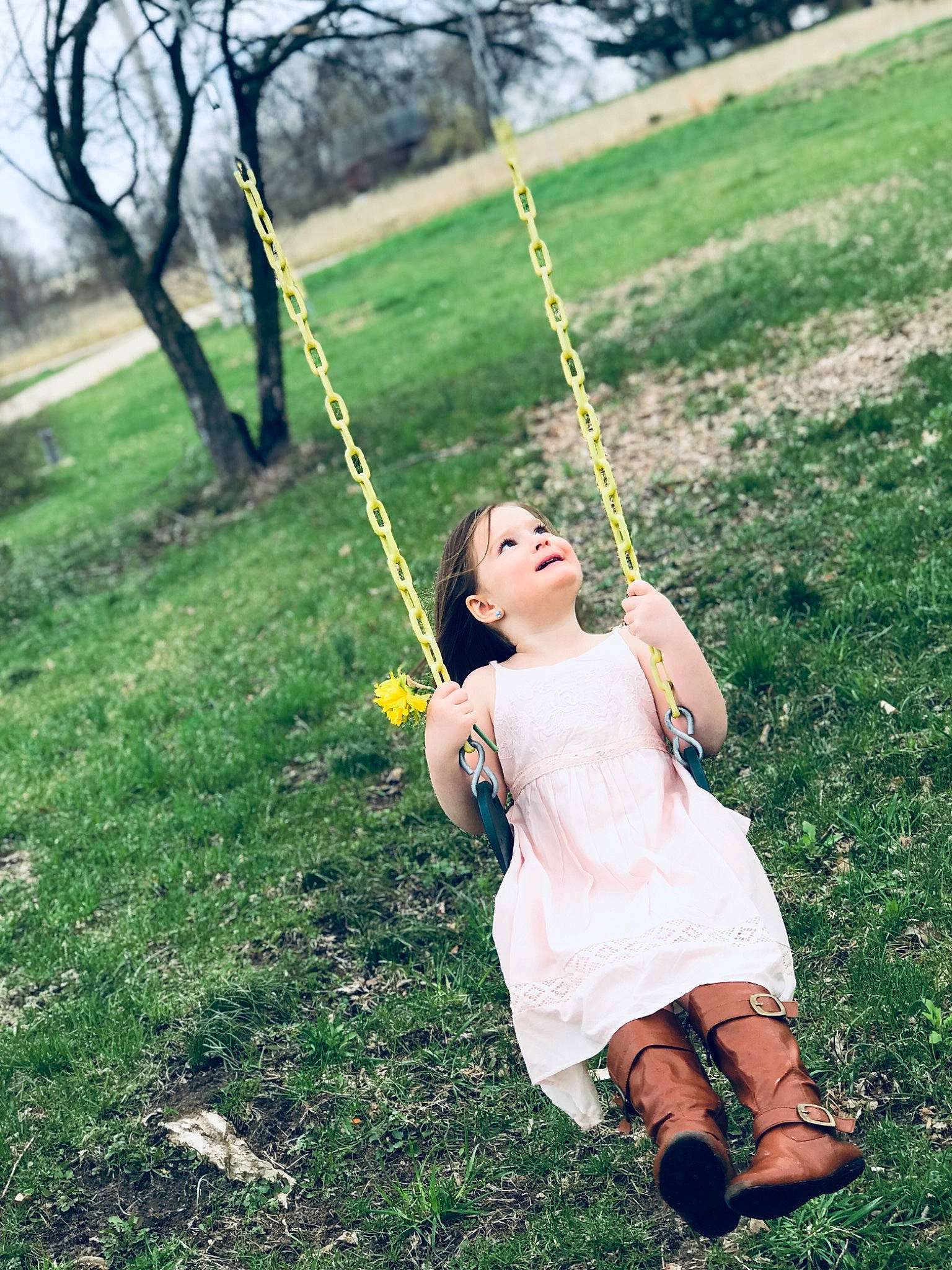 Myra joined the competition — help win amazing prizes! child, fun, grass, happy, outdoor_play_equipment, people_in_nature, person, photography, plant, smile, summer, swing, tree