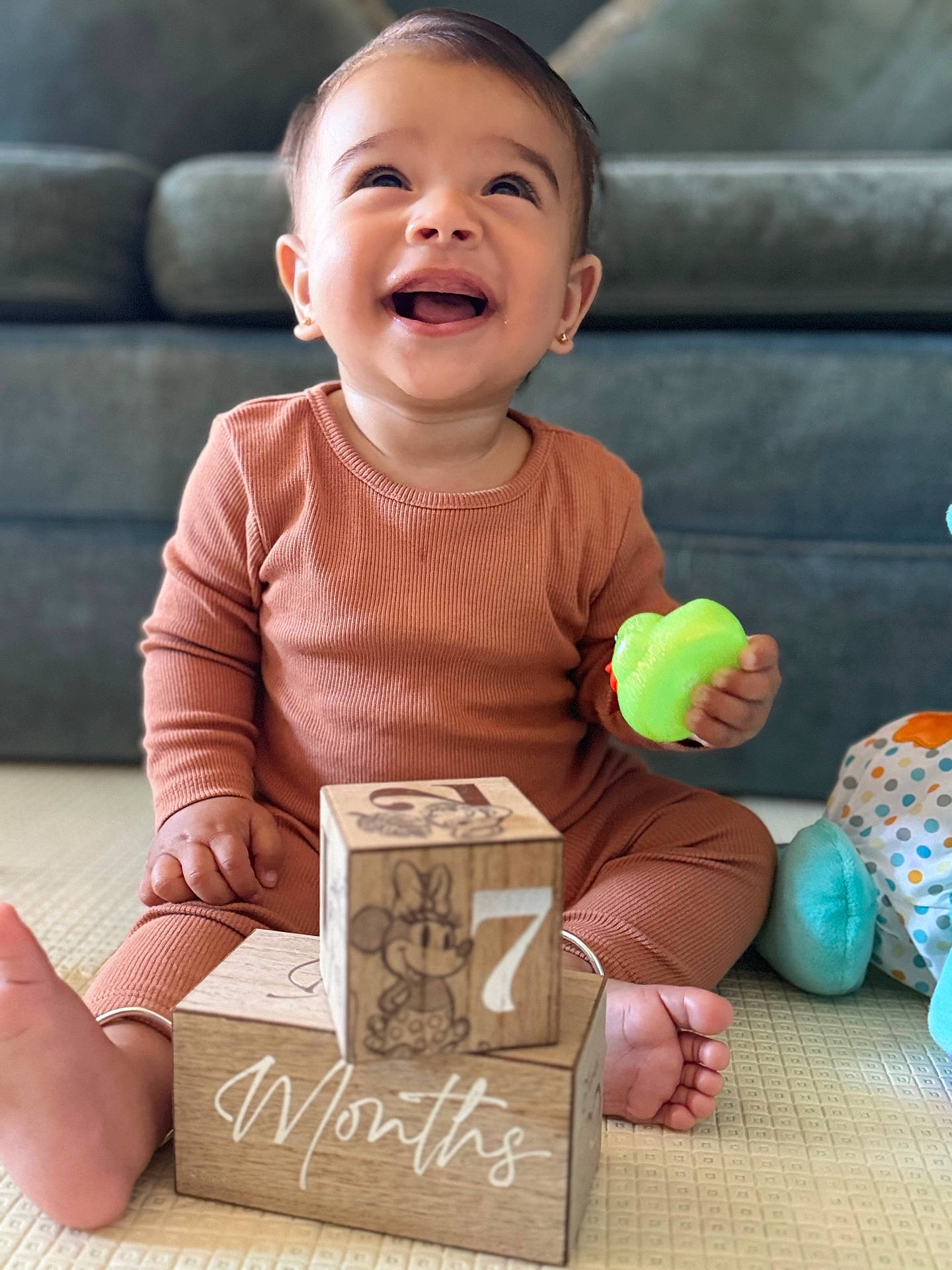Sahas joined the competition — help win amazing prizes! baby, babylaughing, box, face, happy, head, laughing, person, photography, portrait, sitting, smile, text