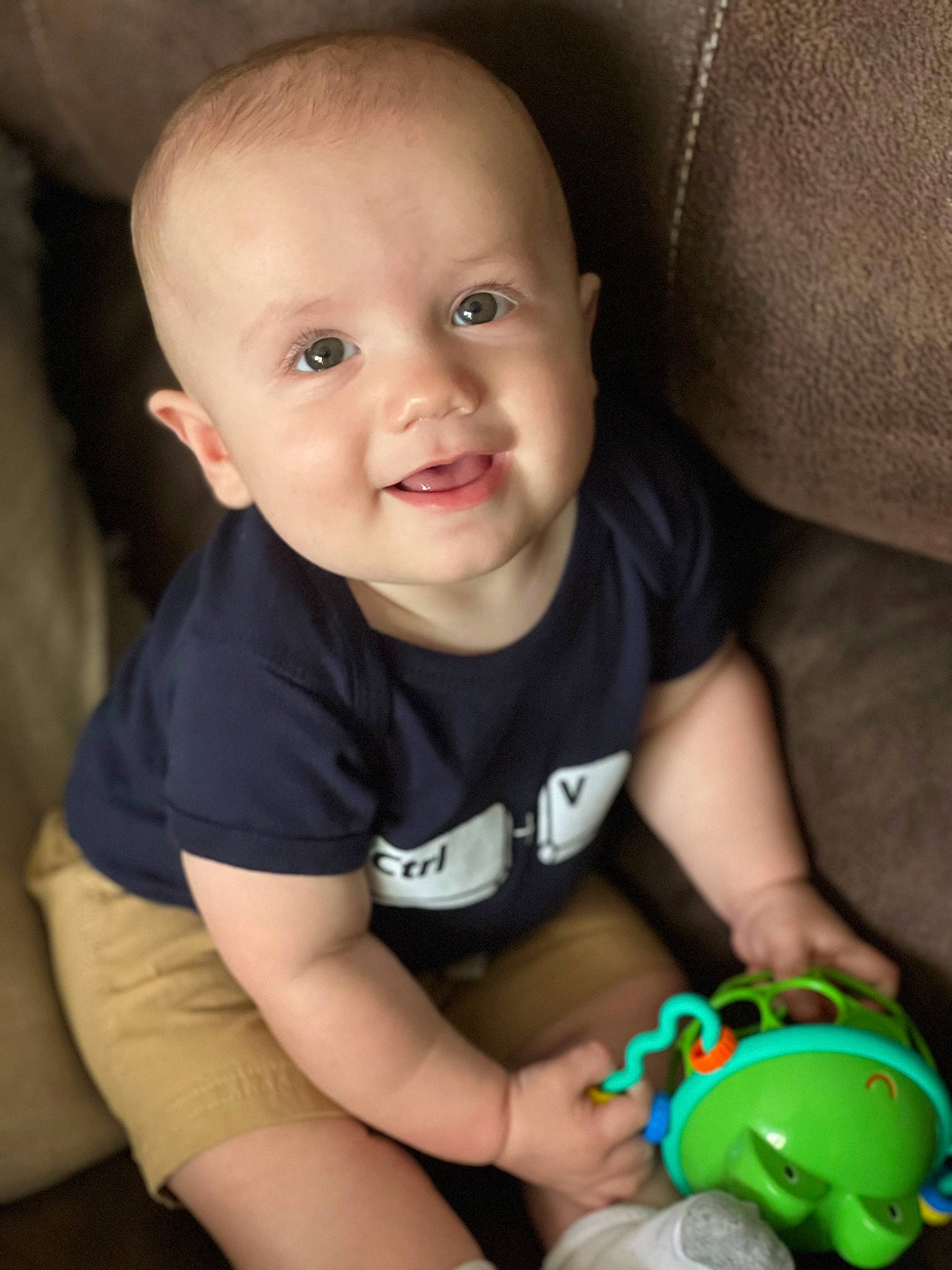 Ayvian joined the competition — help win amazing prizes! arm, baby, baby_toddler_clothing, cheek, facial_expression, finger, fun, green, hand, iris, joy, mammal, mouth, nose, organ, person, product, skin, sleeve, smile