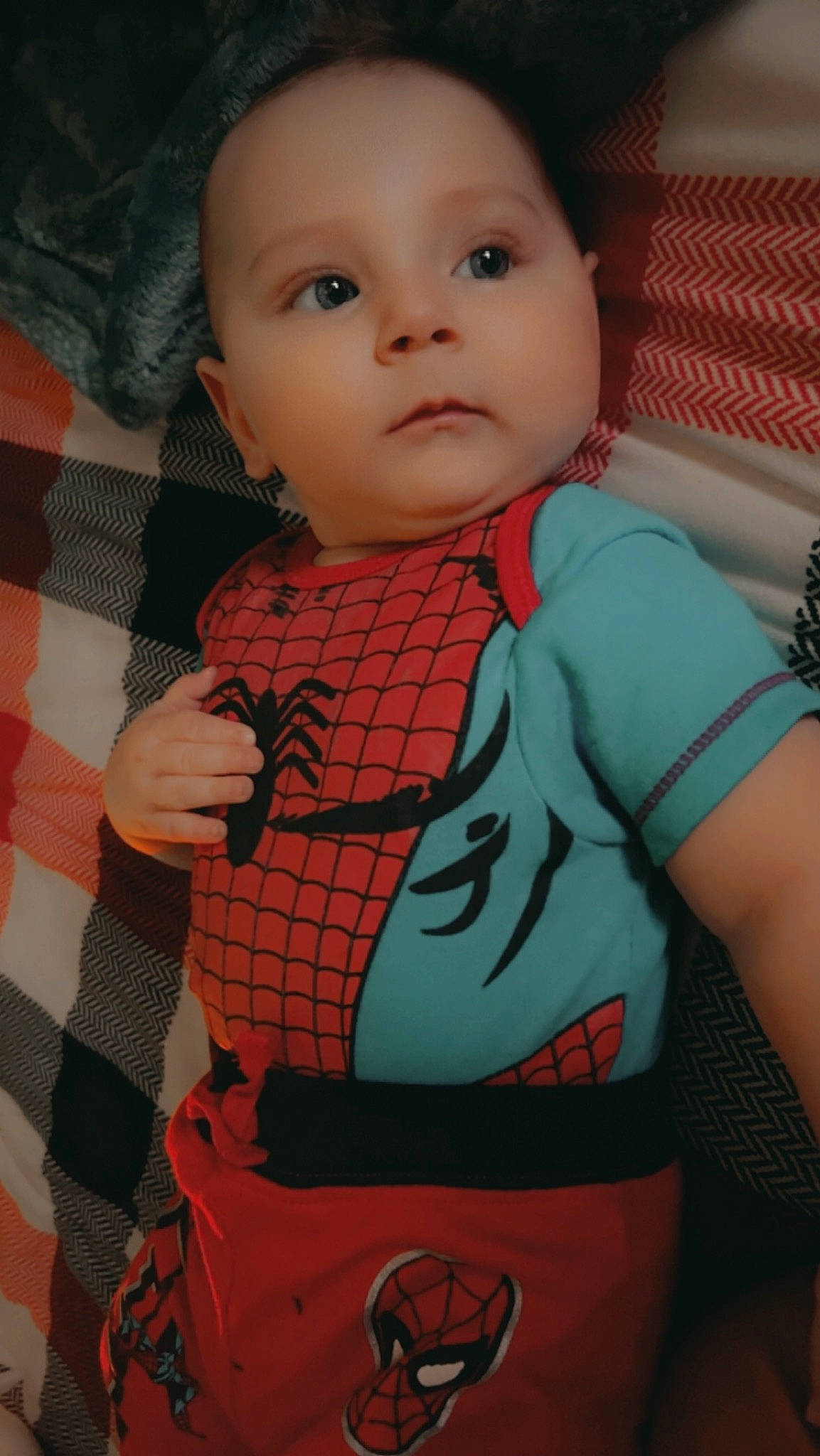 Shaffer joined the competition — help win amazing prizes! abdomen, baby, baby_toddler_clothing, cheek, chest, child, electric_blue, eye, finger, neck, nose, orange, pattern, person, shoulder, sleeve, t_shirt, tartan, toddler, trunk