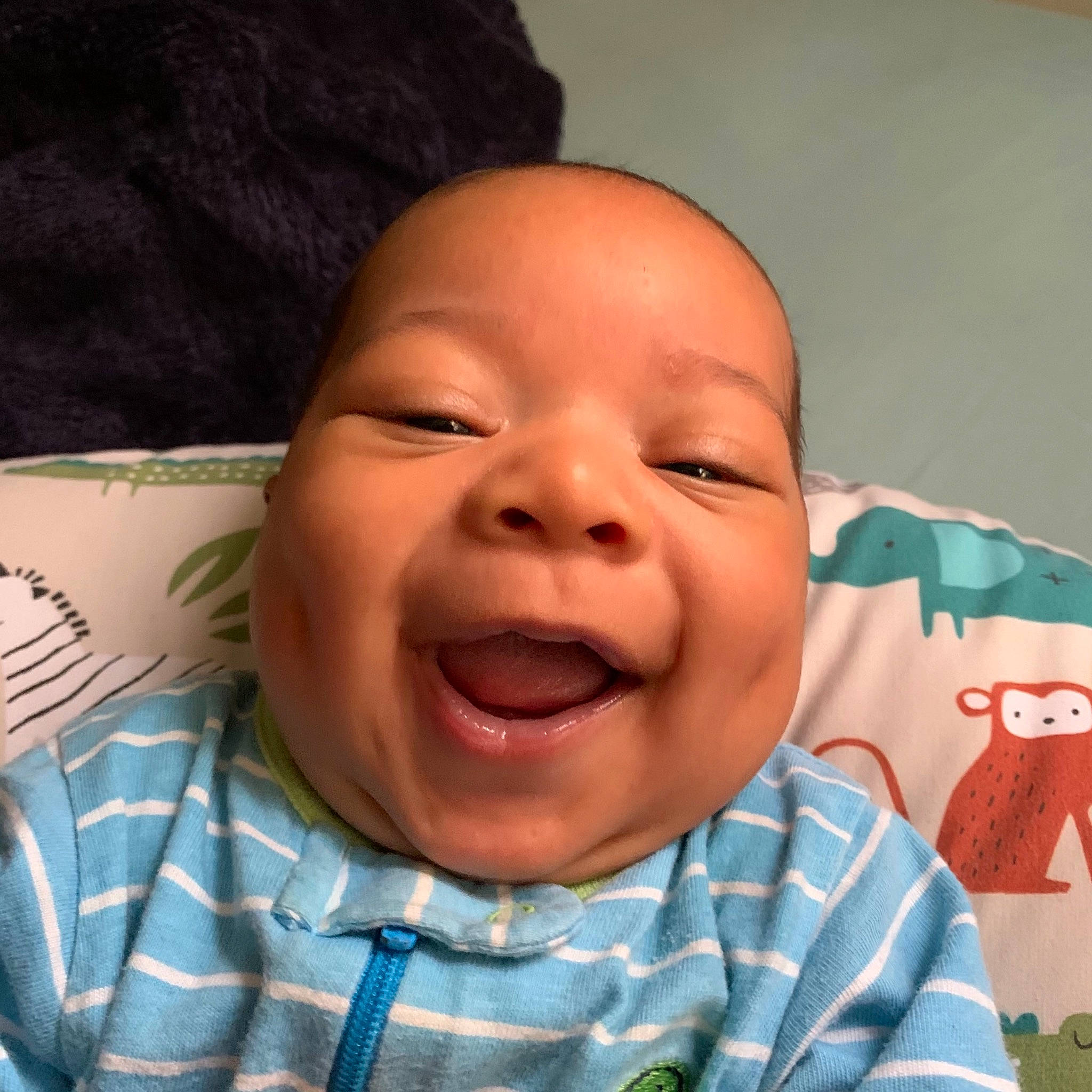 Niklaus joined the competition — help win amazing prizes! baby, baby_crying, baby_laughing, baby_making_funny_faces, baby_toddler_clothing, cheek, child, crying, eyebrow, facial_expression, forehead, happy, kitchen_utensil, laugh, lip, person, pleased, sleeve, toddler, tongue