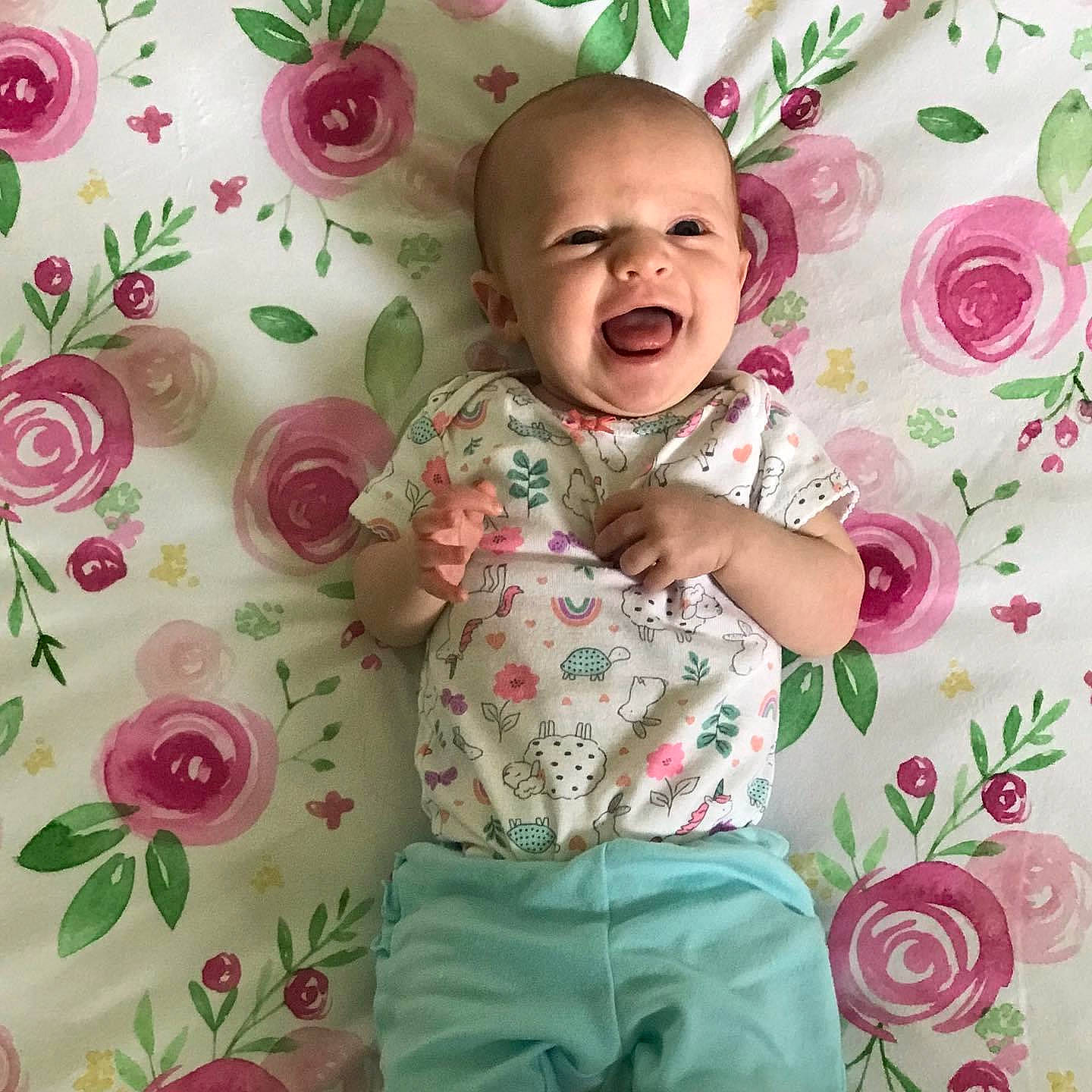 Erin joined the competition — help win amazing prizes! baby, baby_toddler_clothing, child, cool, design, happy, pattern, person, pink, plant, smile, textile, toddler, wallpaper