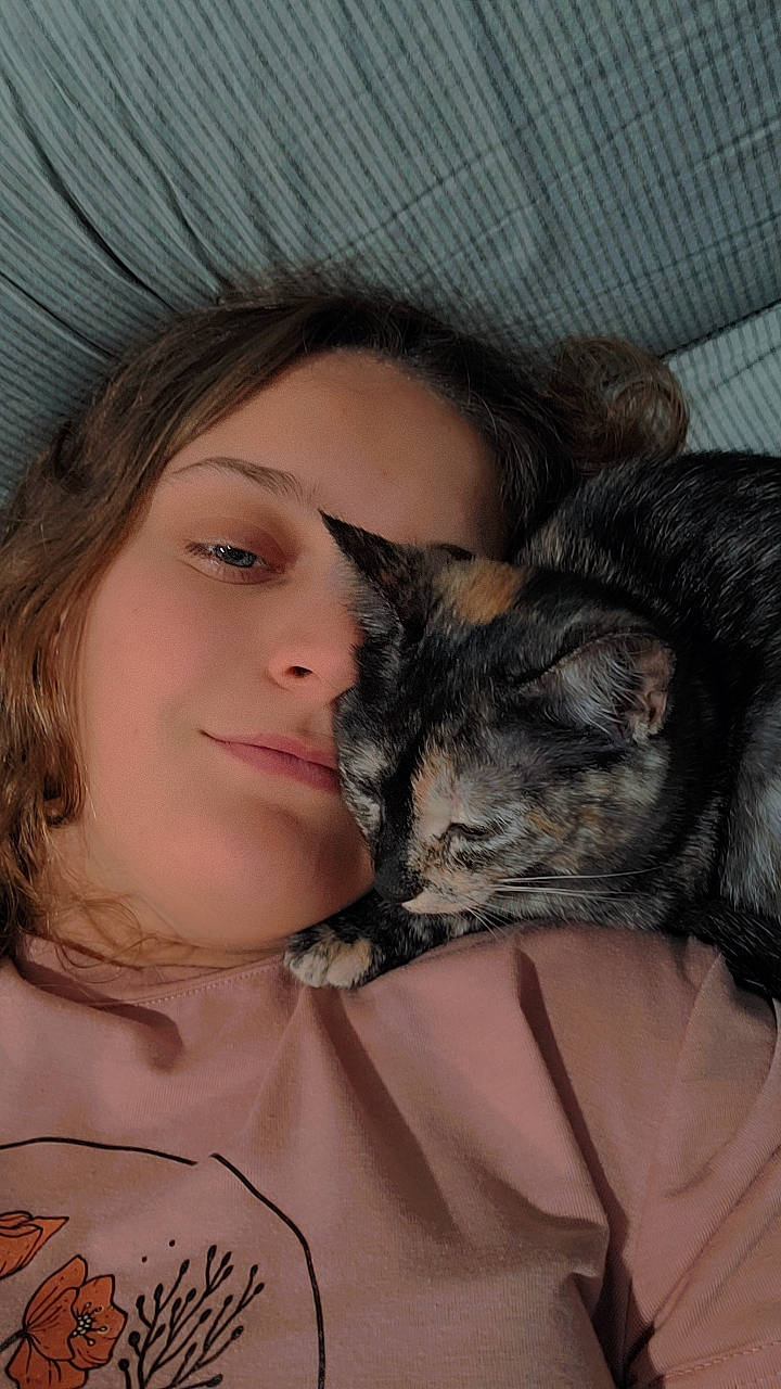 Rory is registered to the contest to win money with this photo: black_hair, carnivore, cat, close_up, comfort, eyelash, fawn, felidae, flash_photography, gesture, hair, happy, iris, long_hair, nose, skin, small_to_medium_sized_cats, smile, snout, whiskers