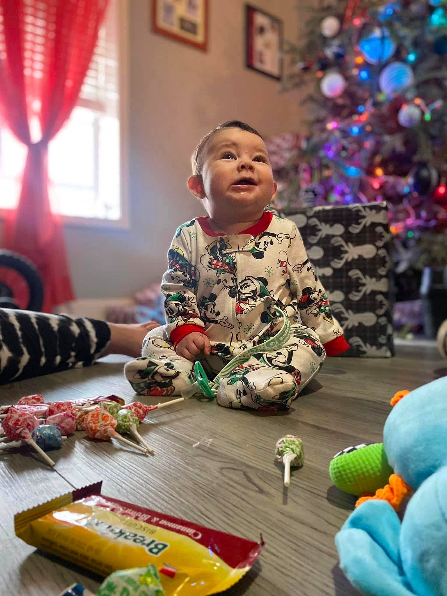 Jace joined the competition — help win amazing prizes! baby, child, christmas_tree, curtain, event, flooring, fun, happy, holiday, leisure, lighting, person, photograph, picture_frame, snapshot, toddler, toy, tree, window, wood