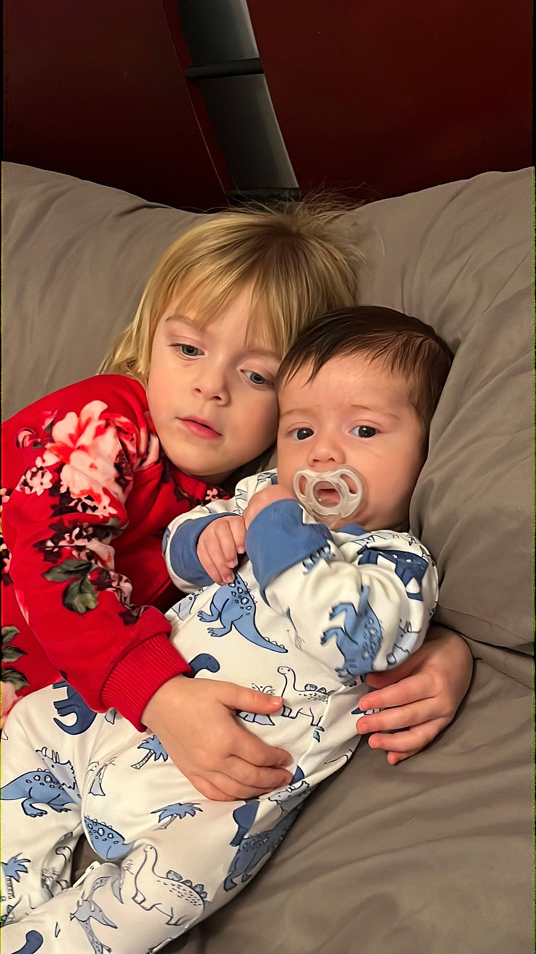 Julian joined the competition — help win amazing prizes! baby, baby_toddler_clothing, cheek, child, comfort, couch, event, fun, happy, interaction, iris, lap, pattern, person, room, sibling, sitting, skin, sleeve, throw_pillow