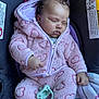 baby, sleeping, infant, pink_onesie, heart_pattern, pacifier, car_seat, blanket, cozy, cute, peaceful, child, portrait, young, indoors, clothing, hand, face, resting, soft