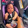 Leilani joined the competition — help win amazing prizes! baby, car_seat, child, infant, seatbelt, toddler, tattoo, arm, bracelet, pacifier, butterfly_pattern, clothing, car_interior, seat, safety, cute, person, skin, hand, foot