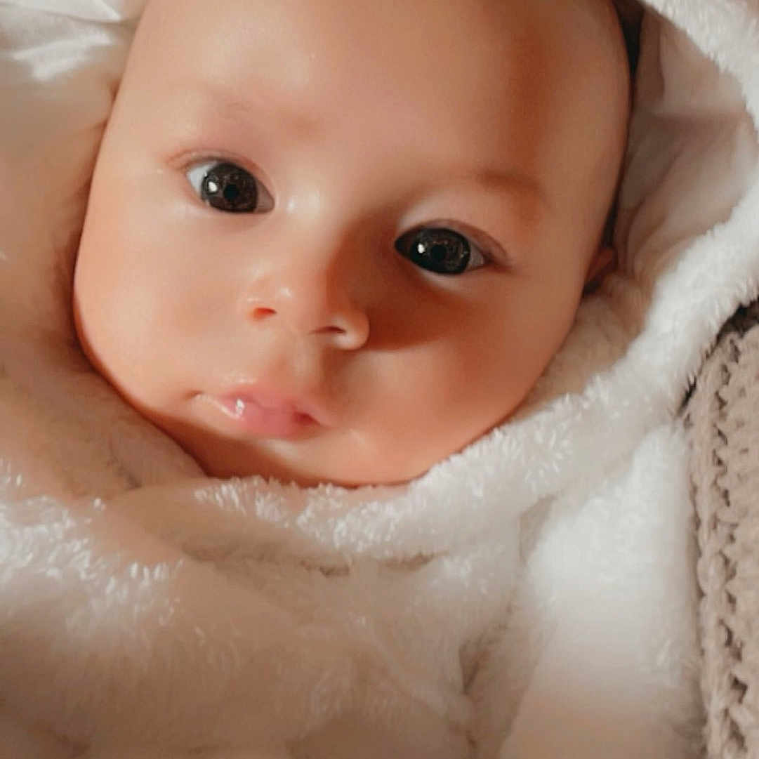 Lennox-Billy joined the competition — help win amazing prizes! baby, blanket, child, close_up, cozy, cuddle, cute, eyes, face, hood, indoors, infant, newborn, peaceful, portrait, skin, sleepwear, soft, warm, white