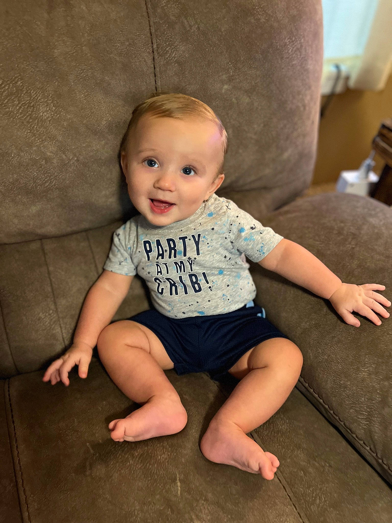 Colsen joined the competition — help win amazing prizes! baby, baby_toddler_clothing, cheek, comfort, face, finger, flash_photography, floor, flooring, fun, happy, human_leg, iris, knee, leg, person, shoulder, skin, smile, toddler