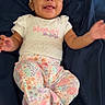 Emonii joined the competition — help win amazing prizes! baby, child, smiling, headband, colorful_clothing, floral_pattern, lying_down, blanket, happy, infant, cute, portrait, indoors, toddler, hands, feet, fabric, patterned_pants, playful, young_child