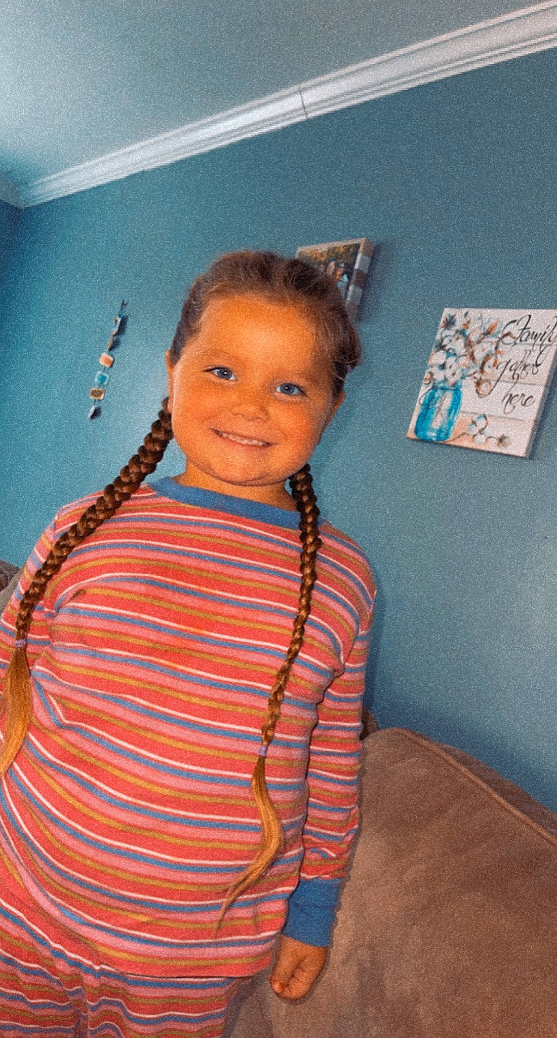 Lila joined the competition — help win amazing prizes! ceiling, child, chin, electric_blue, eye, fashion_accessory, forehead, fun, happy, headgear, joy, neck, nose, pattern, person, room, sleeve, smile, t_shirt, toddler