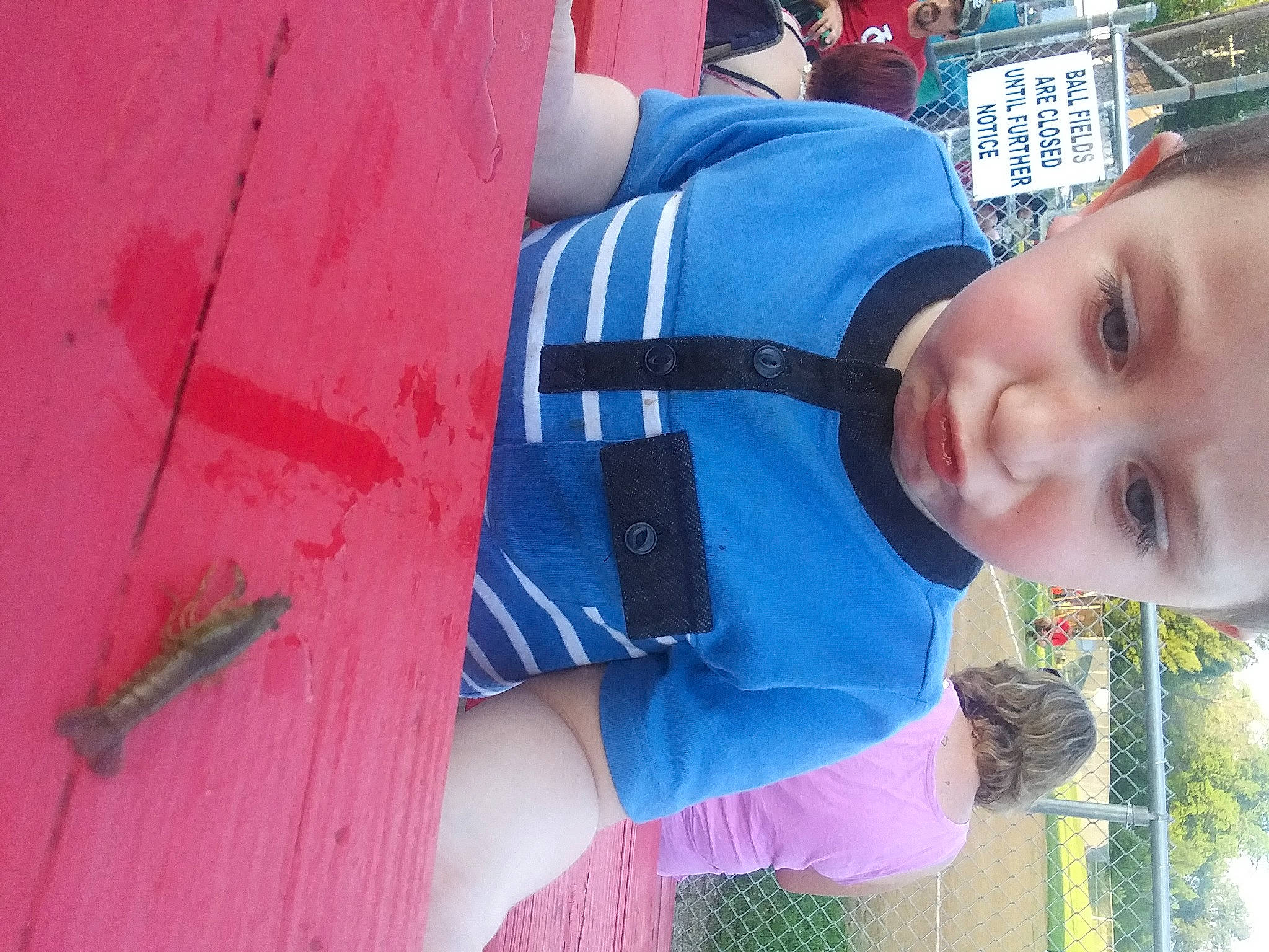 Sawyer joined the competition — help win amazing prizes! arthropod, baby, baby_toddler_clothing, blue, child, electric_blue, fun, grass, happy, head, headwear, insect, leisure, nose, person, pest, plant, recreation, smile, t_shirt