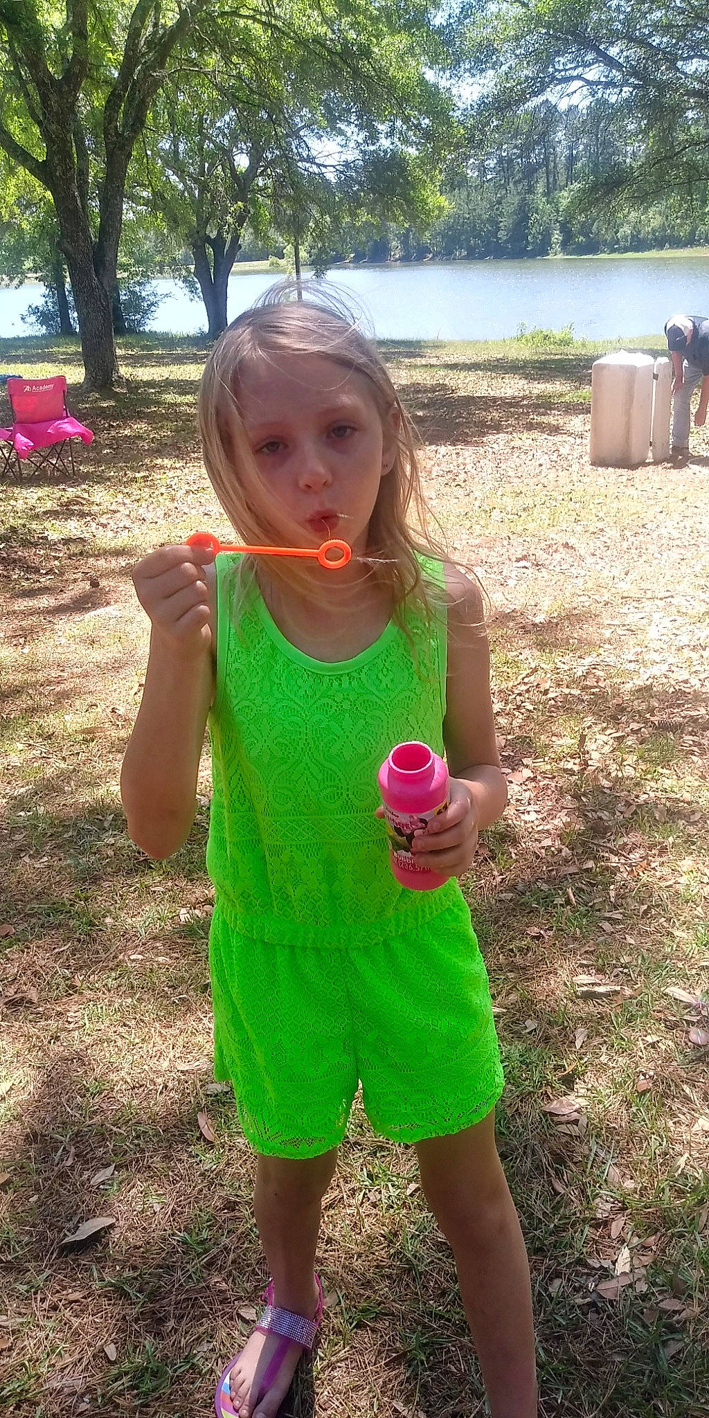 Leila is registered to the contest to win money with this photo: child, grass, green, person, play, shorts, summer, toddler