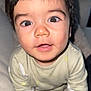 Gabin participe au concours pour gagner de l'argent avec cette photo : baby, child, face, eyes, pajamas, cute, indoor, person, smile, skin, hair, infant, young, closeup, expression, sitting, soft, curious, mouth, portrait