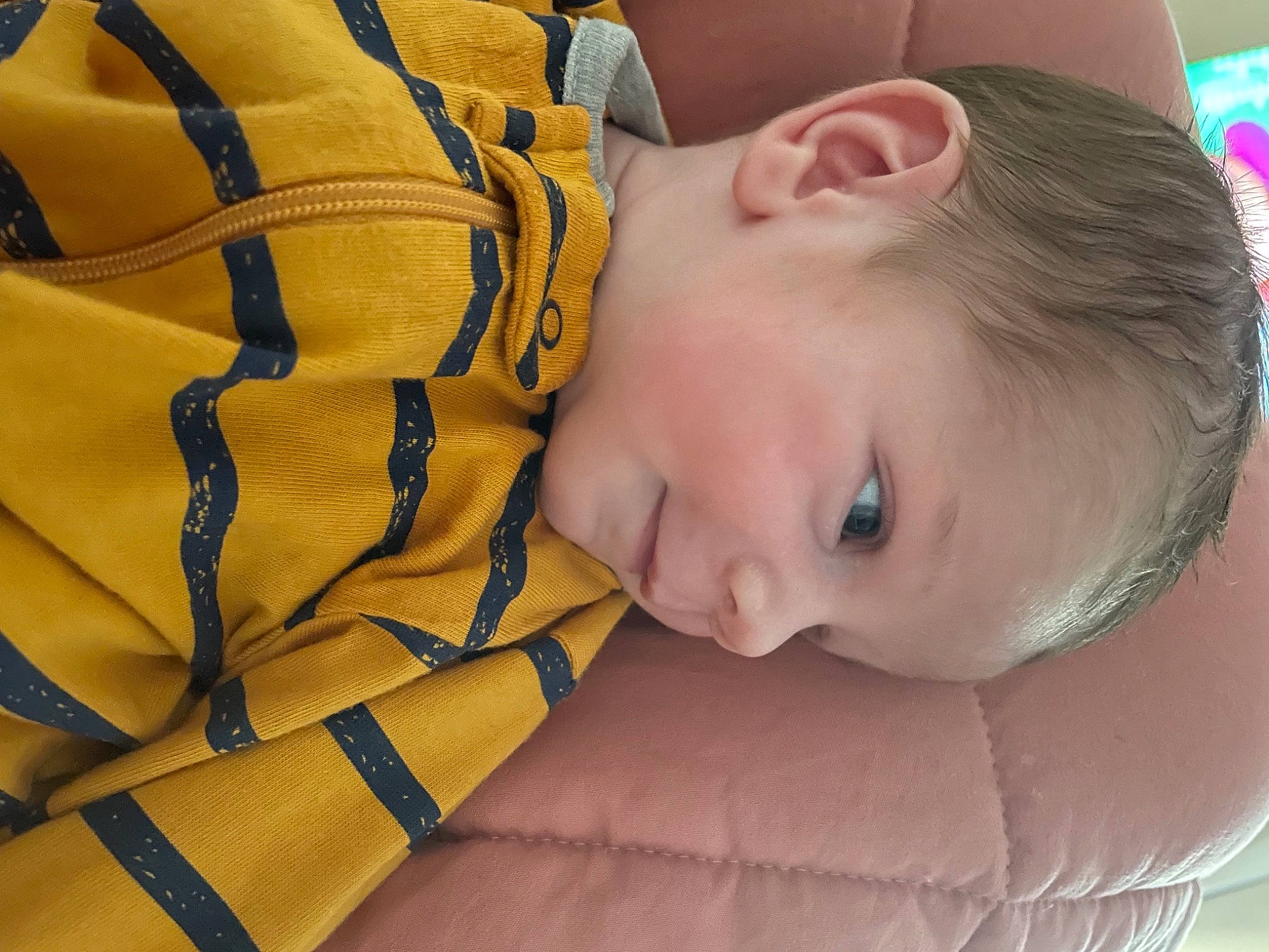 Waylon joined the competition — help win amazing prizes! auto_part, baby, baby_products, baby_toddler_clothing, child, comfort, eyelash, fashion_accessory, finger, flooring, linens, neck, nose, pattern, person, personal_protective_equipment, sitting, skin, textile, toddler