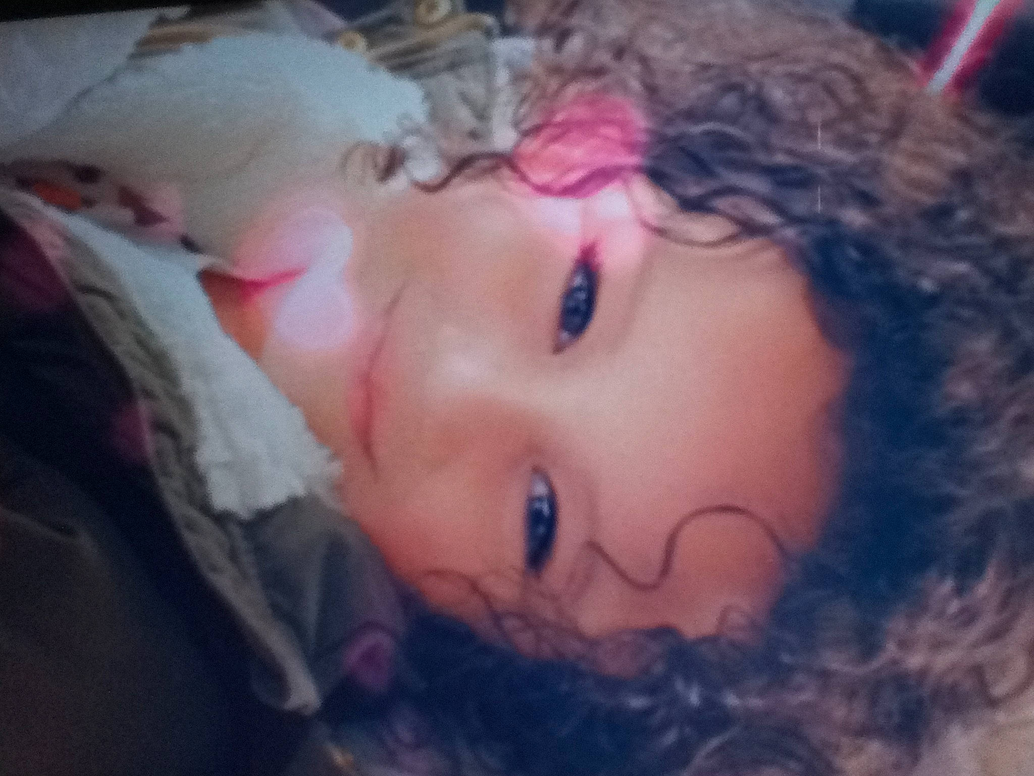 Breanna joined the competition — help win amazing prizes! black_hair, cheek, cloud, ear, eyebrow, eyelash, flash_photography, forehead, happy, iris, jaw, lip, mouth, nose, person, plant, purple, sky, smile, toddler