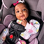 Ahziyla joined the competition — help win amazing prizes! baby, baby_clothes, car_seat, child, closeup, colorful_clothing, cute, hair_bows, happy, indoor, infant, onesie, person, portrait, safety_harness, seatbelt, secure, sitting, smiling, young_child