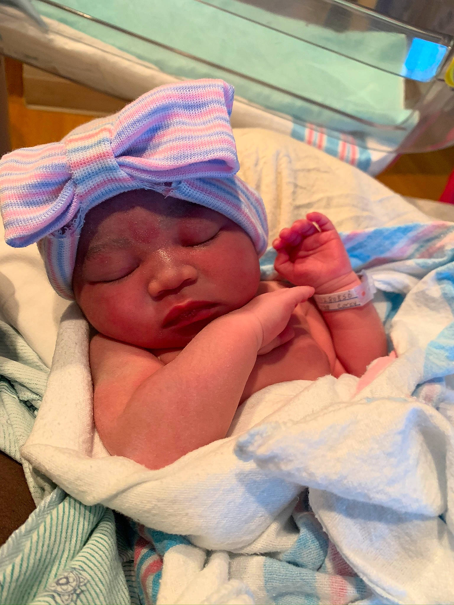 Jaicee Adore joined the competition — help win amazing prizes! baby, baby_products, baby_sleeping, baby_toddler_clothing, bed, bedding, birth, blanket, bonnet, child, childbirth, comfort, headwear, linens, medical_procedure, nail, nap, person, skin, sleep