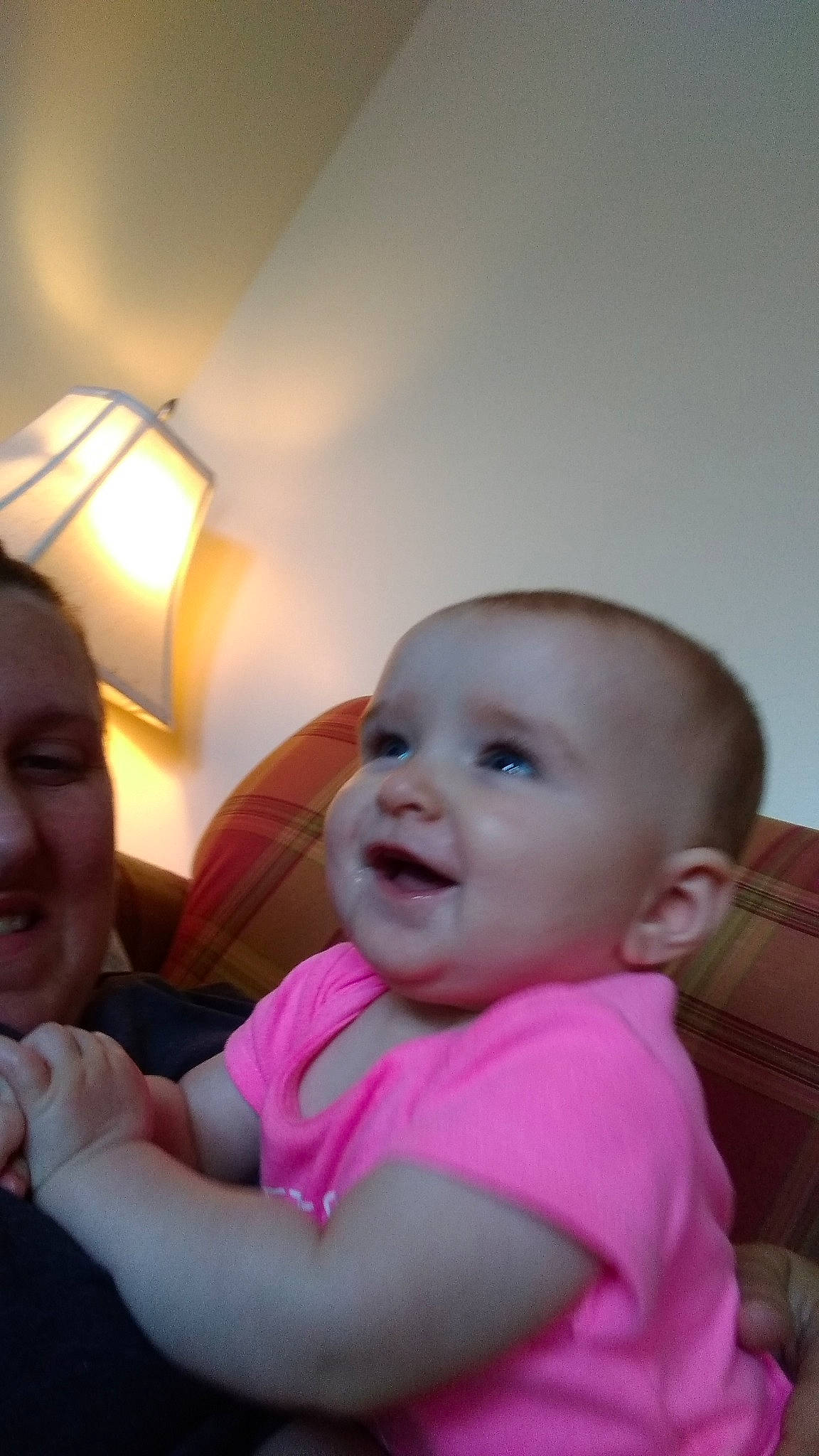 Suzie Belle is registered to the contest to win money with this photo: baby, cheek, child, daughter, face, happy, head, mother, mouth, person, pink, skin, smile, toddler