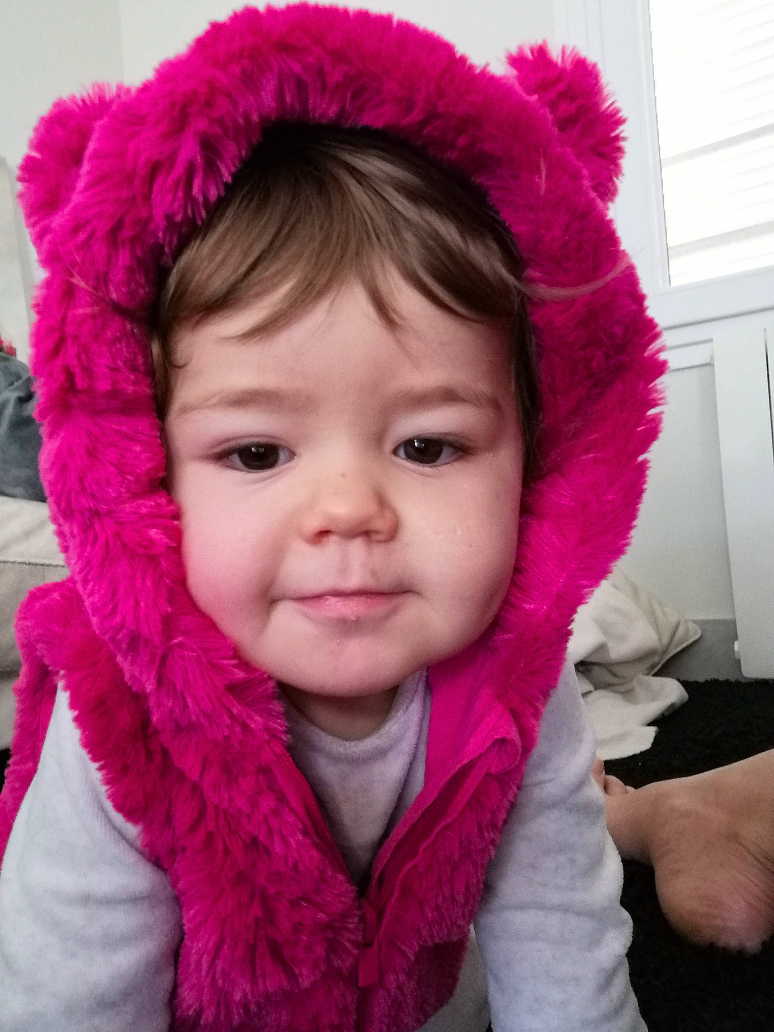 Giulia a rejoint le concours — aidez-le/la à gagner de superbes lots ! cap, cheek, chin, ear, eye, eyebrow, eyelash, face, head, iris, lip, mouth, neck, nose, organ, outerwear, person, pink, purple, skin