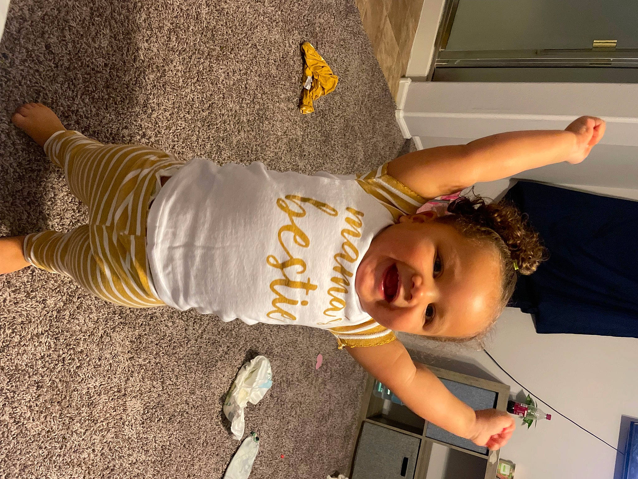 Legacy joined the competition — help win amazing prizes! arm, child, flooring, fun, happy, hat, human_leg, joint, knee, leisure, person, plant, room, smile, standing, t_shirt, television, thigh, toddler, tree