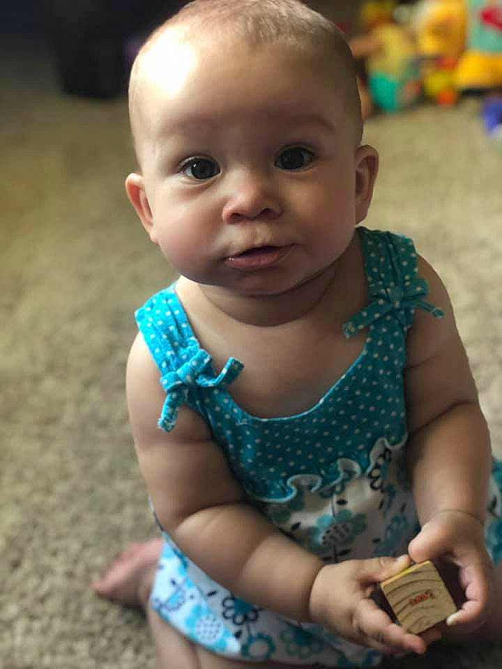 Maisyn joined the competition — help win amazing prizes! adaptation, baby, cheek, child, dress, ear, eye, face, fun, happy, head, people, person, play, skin, smile, toddler, turquoise