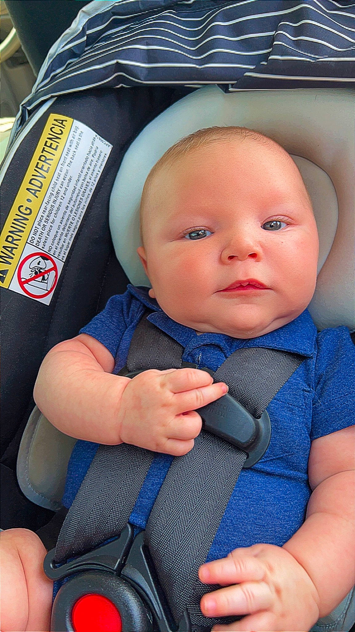 Roman joined the competition — help win amazing prizes! baby, baby_carriage, baby_in_car_seat, baby_products, baby_safety, baby_toddler_clothing, blue, car_seat, cheek, child, comfort, electric_blue, fashion_accessory, finger, gesture, nail, person, sitting, skin, thumb