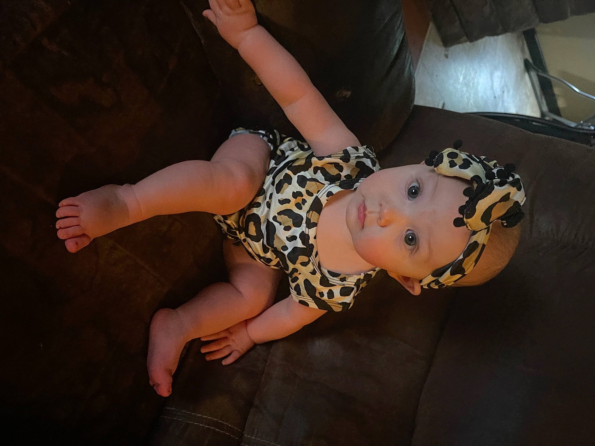 Kristina is registered to the contest to win money with this photo: baby_toddler_clothing, child, costume, day_dress, dress, elbow, flash_photography, flesh, flooring, foot, fun, hat, headwear, human_body, human_leg, knee, pattern, person, room, thigh